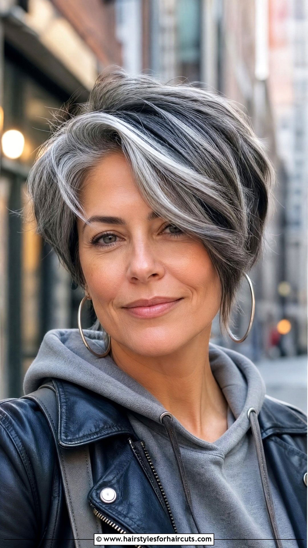 Chunky Gray Highlighted Cut - 25 gray hairstyles medium length - 25 gray hairstyles medium length