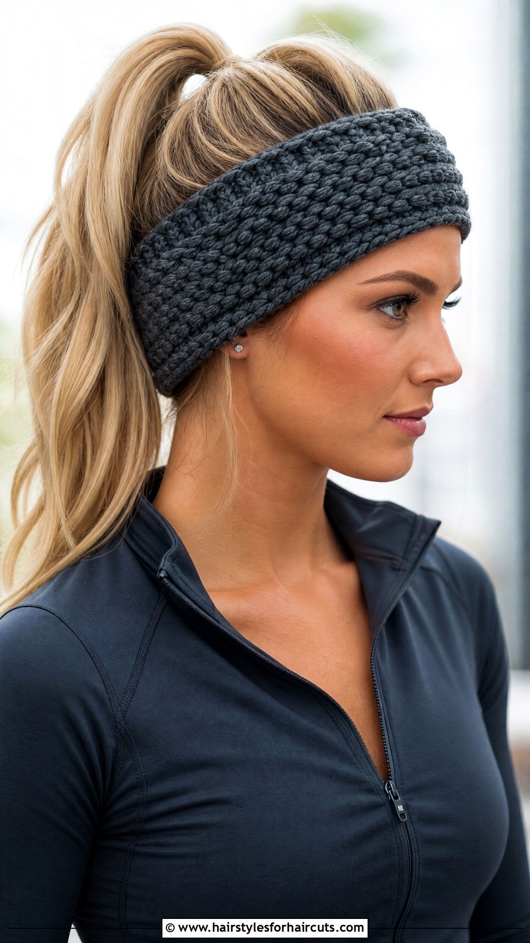 Chunky Headband With High Ponytail - 25 headband hairstyles - 25 headband hairstyles