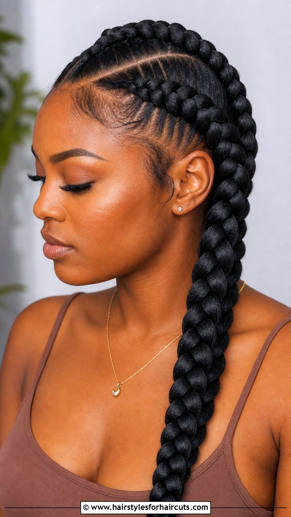 Chunky Single Braid Hairstyle - 25 single braid hairstyles for black hair - 25 single braid hairstyles for black hair