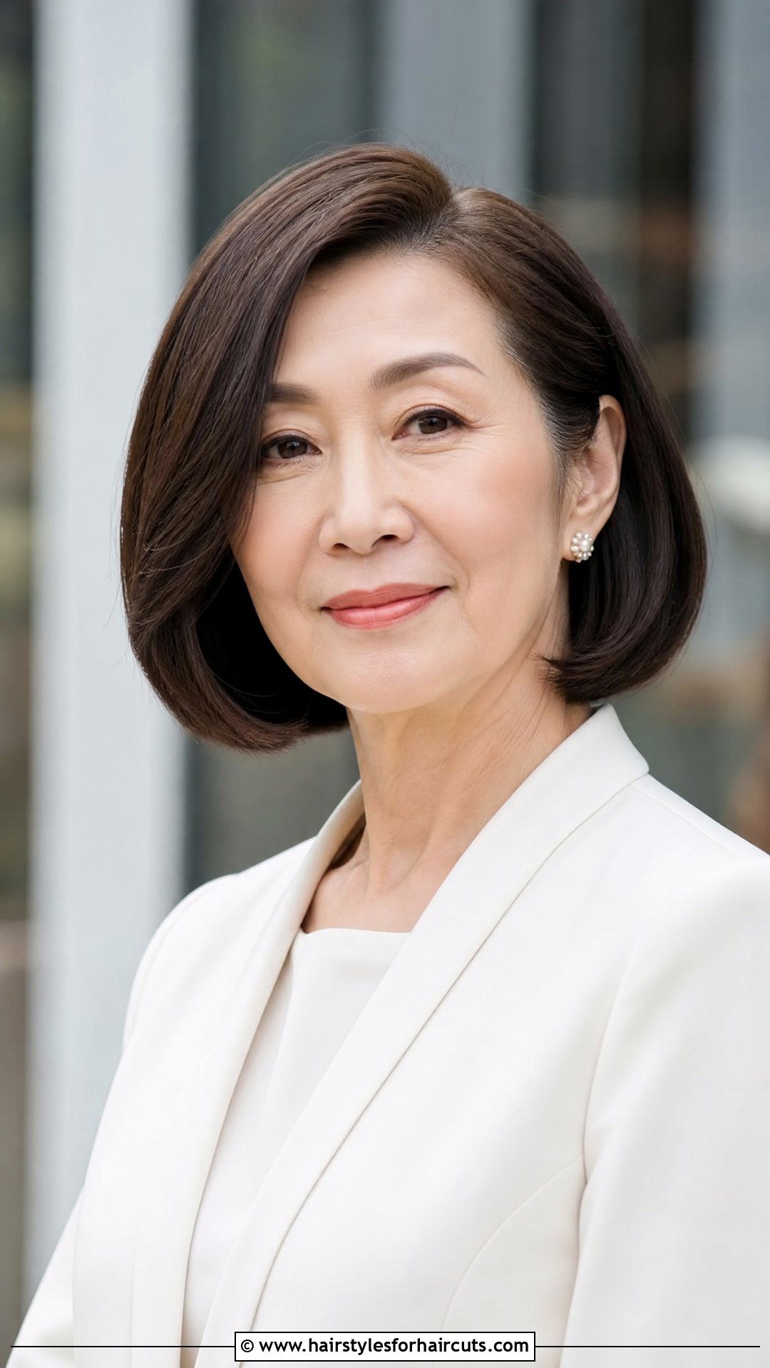 Classic Bob with Side Part - 25 grey hair hairstyles for older asian woman - 25 grey hair hairstyles for older asian woman