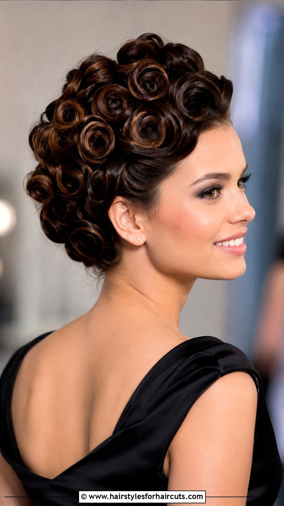 Classic Pin Curl Updo Long Hair - 25 40s hairstyles for long hair - 25 40's hairstyles for long hair