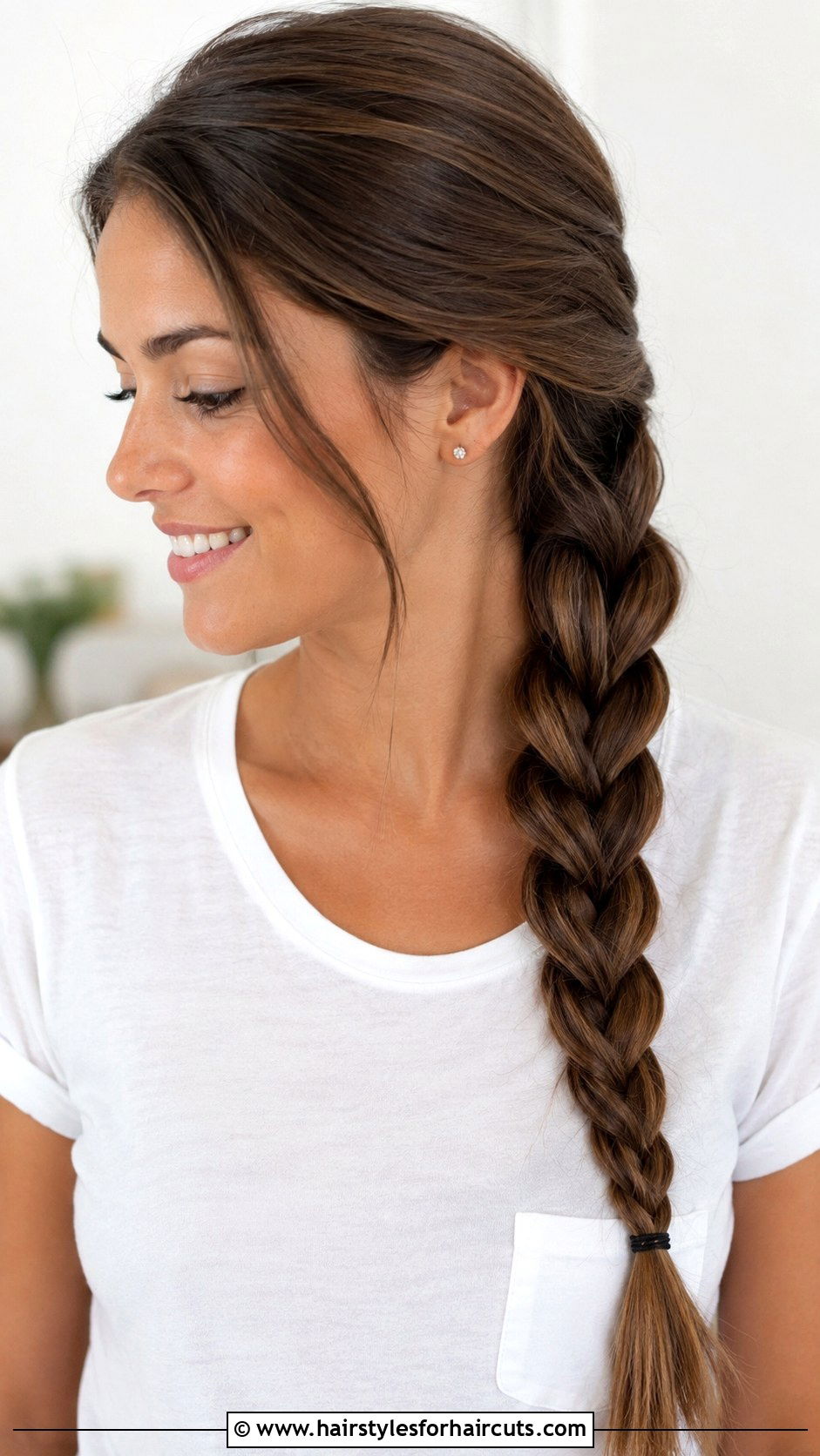 Classic Three Strand Braid - 25 hairstyles to sleep in with wet hair - 25 hairstyles to sleep in with wet hair