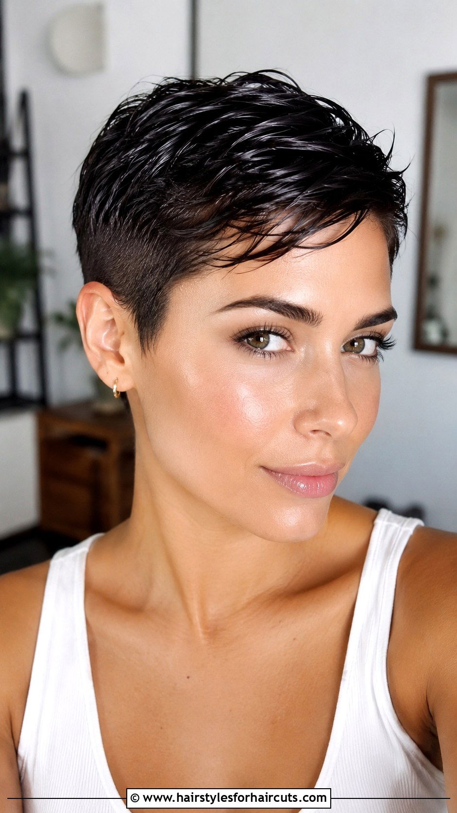 Coconut Oil Slicked Pixie - 25 coconut hairstyles - 25 coconut hairstyles