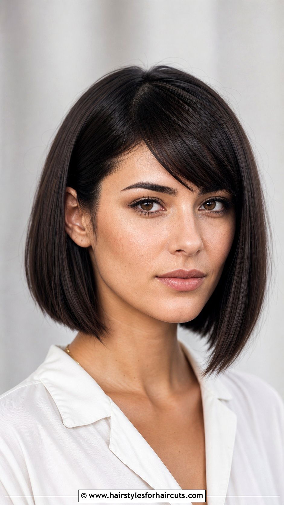 Collarbone Blunt Cut With Fringe - 25 round face front haircuts - 25 round face front haircuts