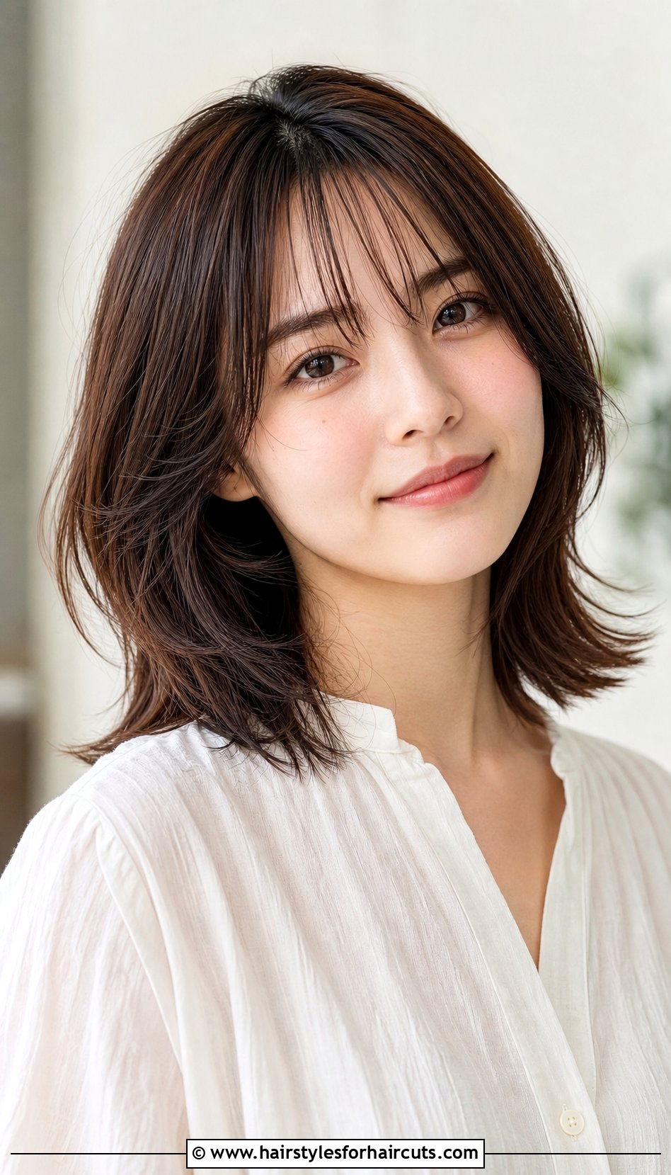 Collarbone Butterfly Cut With Wispy Bangs - 25 butterfly haircuts with bangs straight hair - 25 butterfly haircuts with bangs straight hair