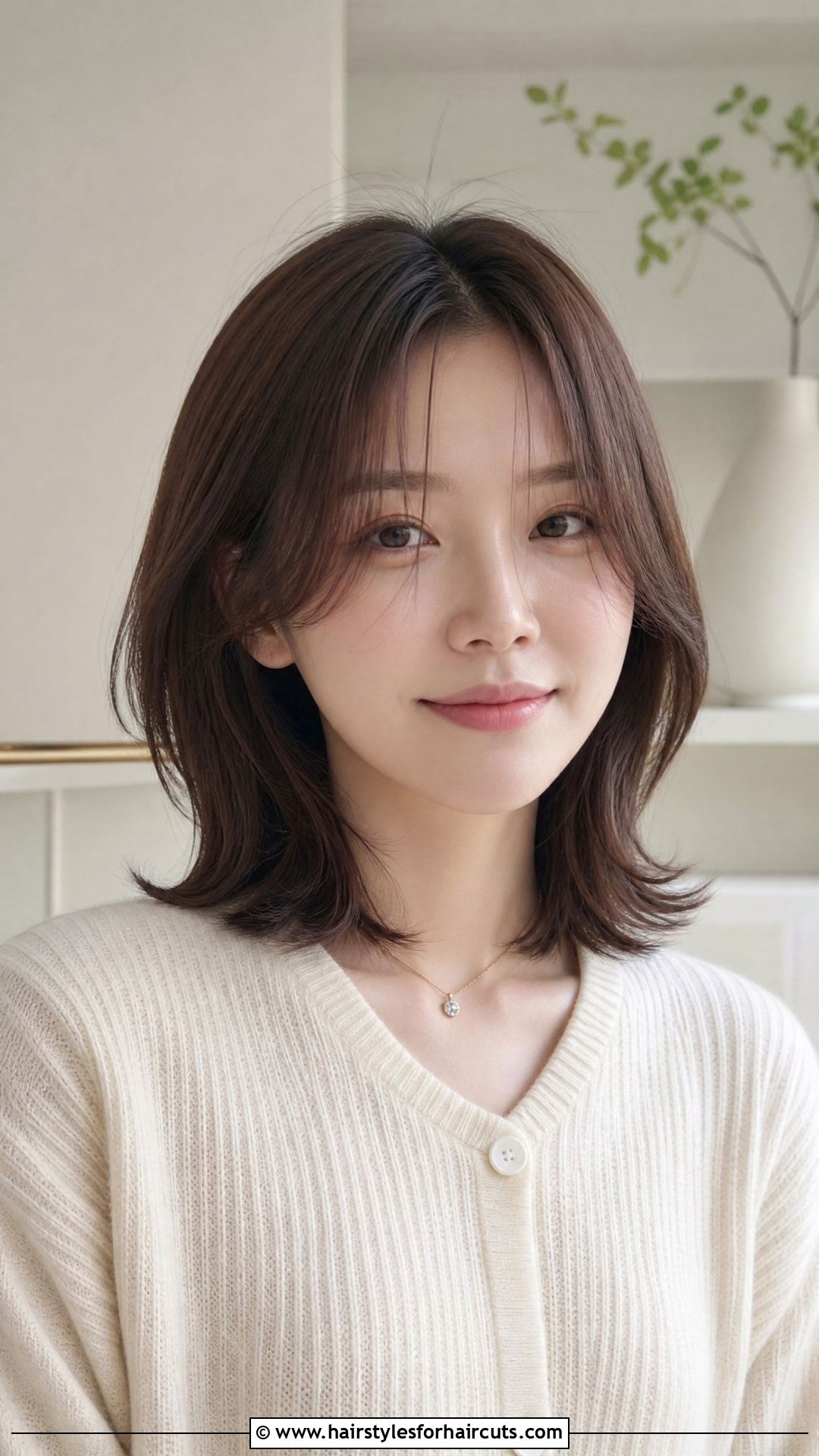 Collarbone Cut With Curtain Bangs - 25 hairstyles for big forehead and thin hair - 25 hairstyles for big forehead and thin hair