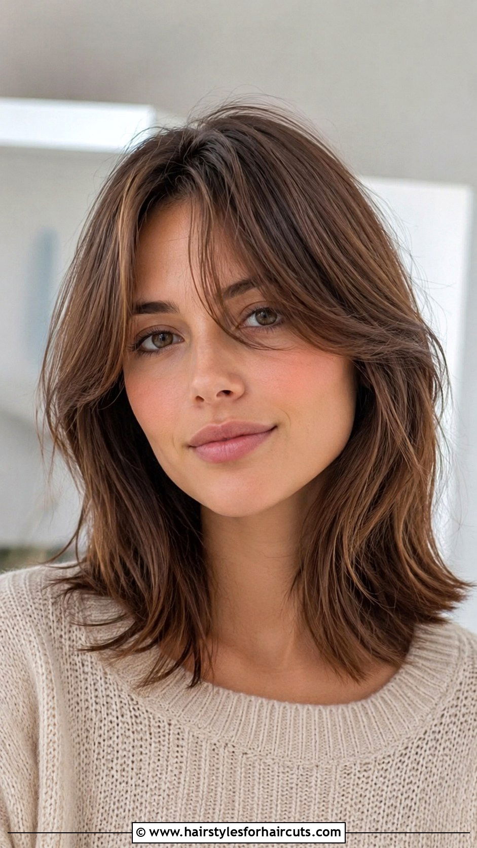 Collarbone Cut With Curtain Bangs - 25 shoulder length haircuts thick hair - 25 shoulder length haircuts thick hair