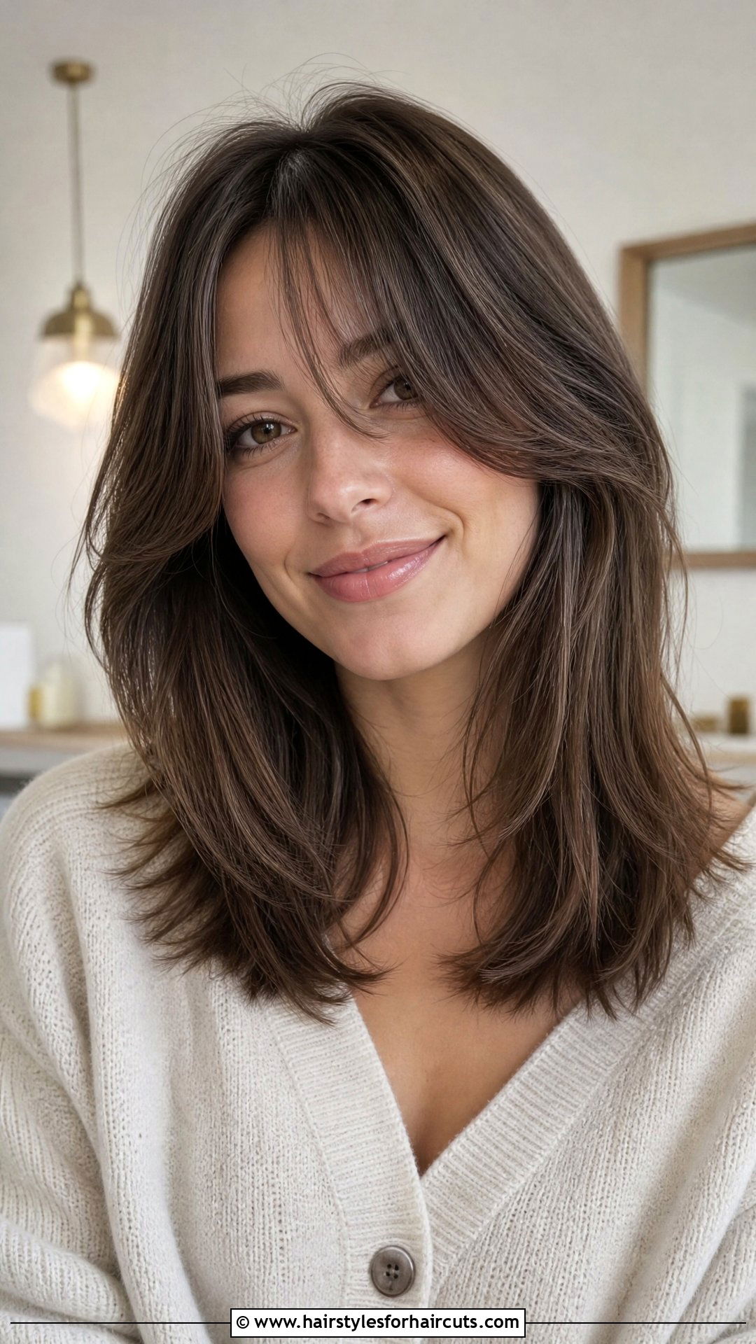 Collarbone Layered Cut With Curtain Bangs - 25 layered haircuts with curtain bangs straight hair - 25 layered haircuts with curtain bangs straight hair
