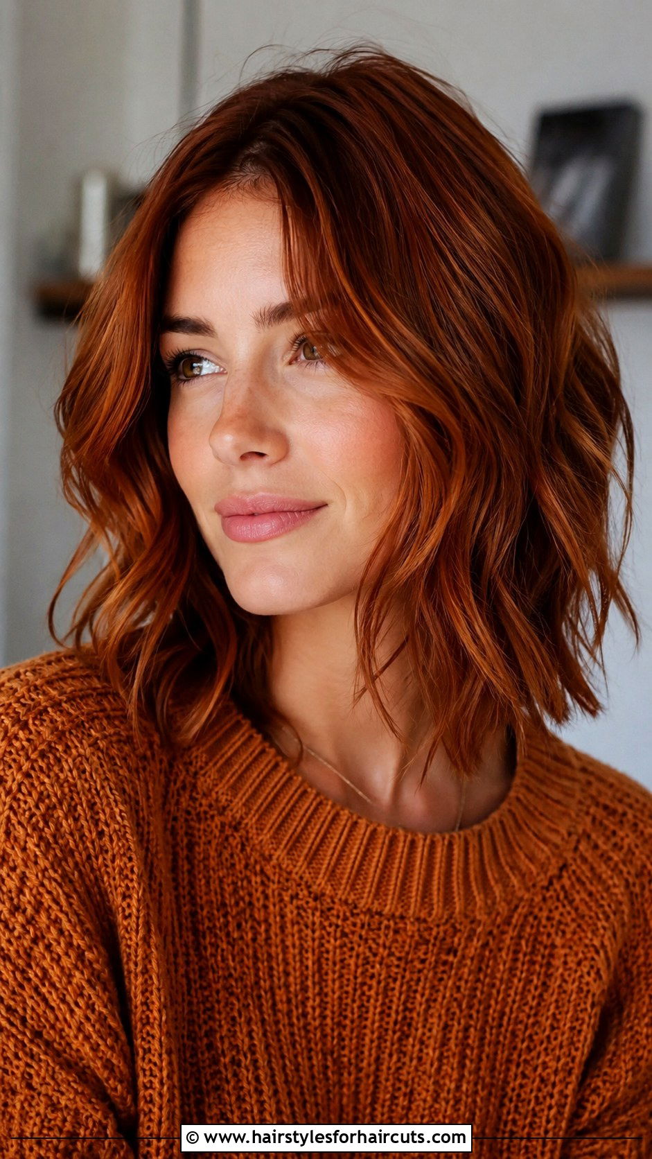 Copper Brown Wavy Lob - 25 brown hairstyles - 25 brown hairstyles