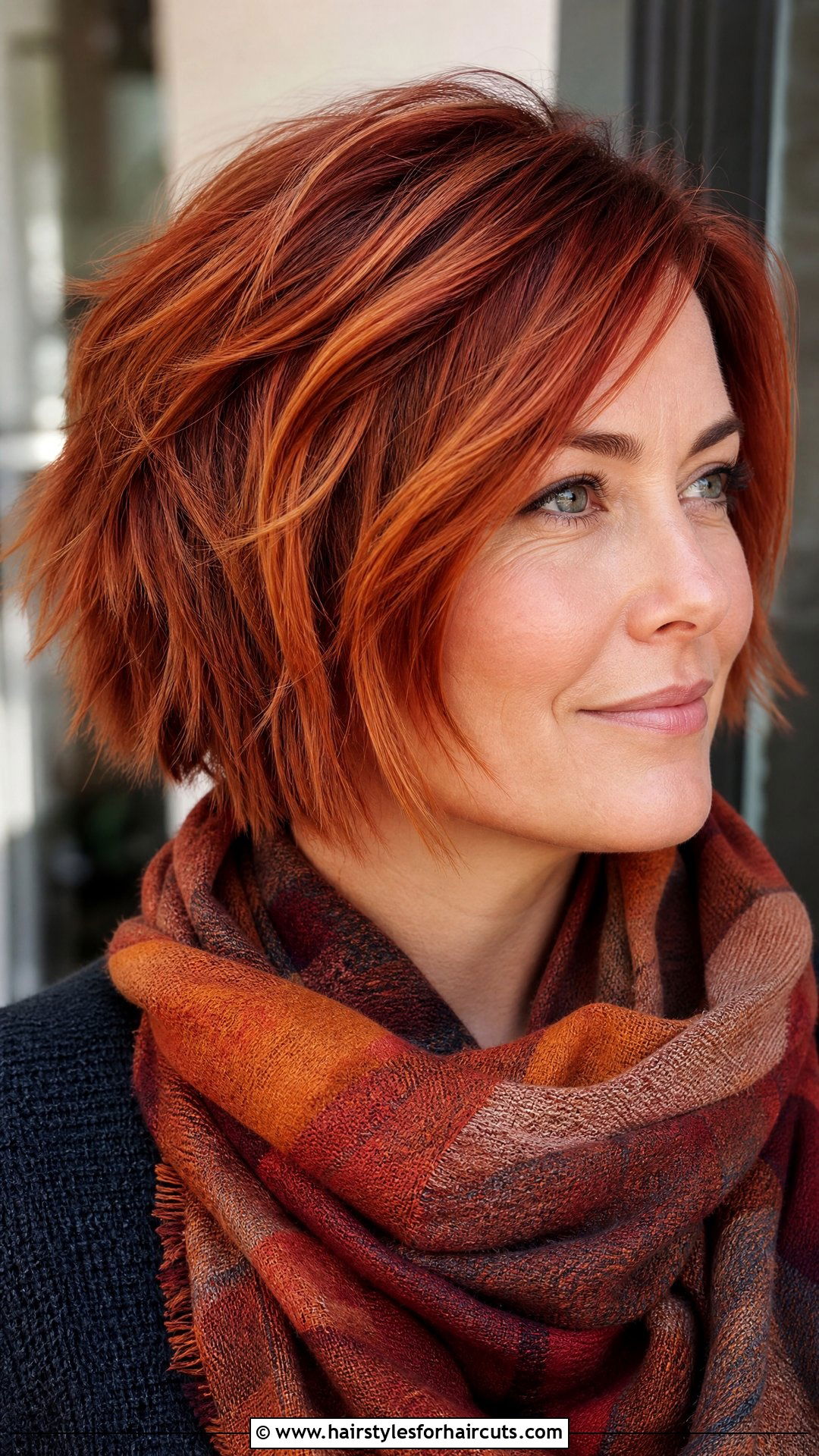 Copper Toned Textured Bob - 25 light skin hairstyles - 25 light skin hairstyles