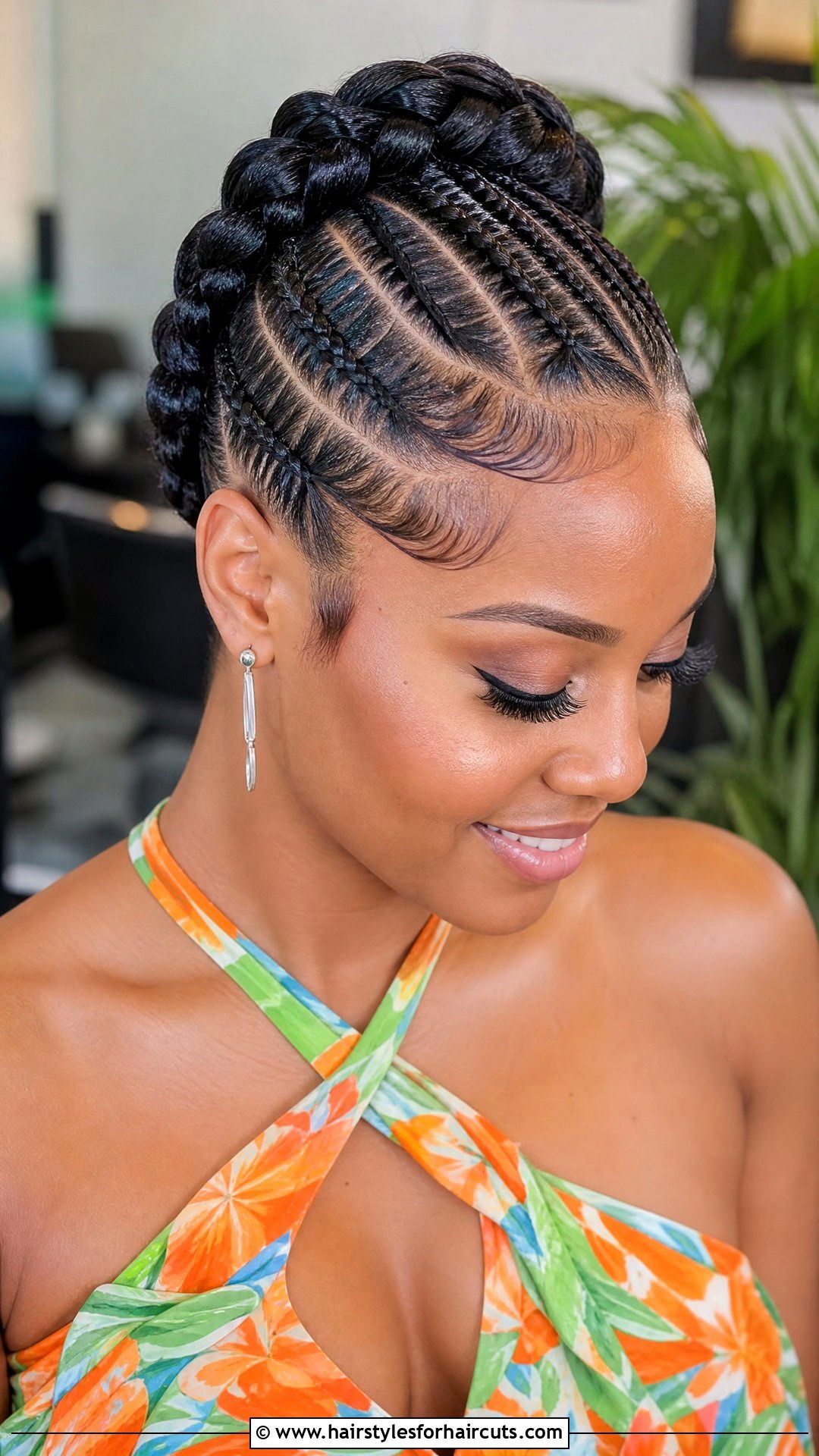Cornrow French Braid Updo - 25 french braid updo hairstyles for black hair - 25 french braid updo hairstyles for black hair