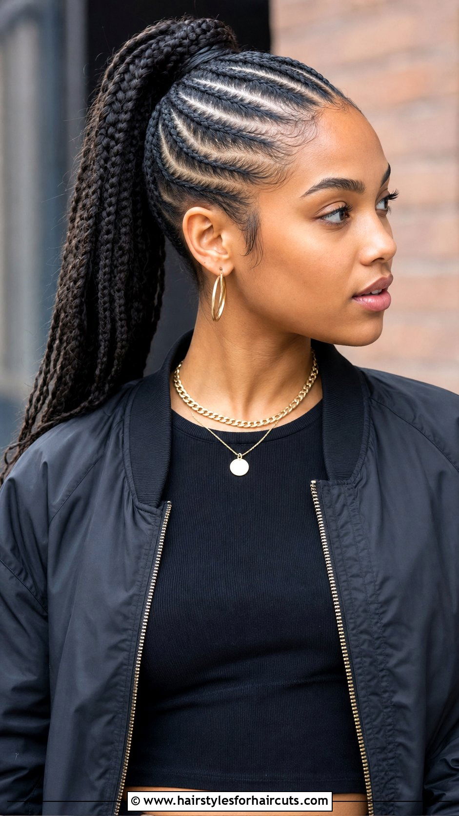 Cornrow Front Sweep Ponytail - 25 off the face hairstyles for medium hair - 25 off the face hairstyles for medium hair