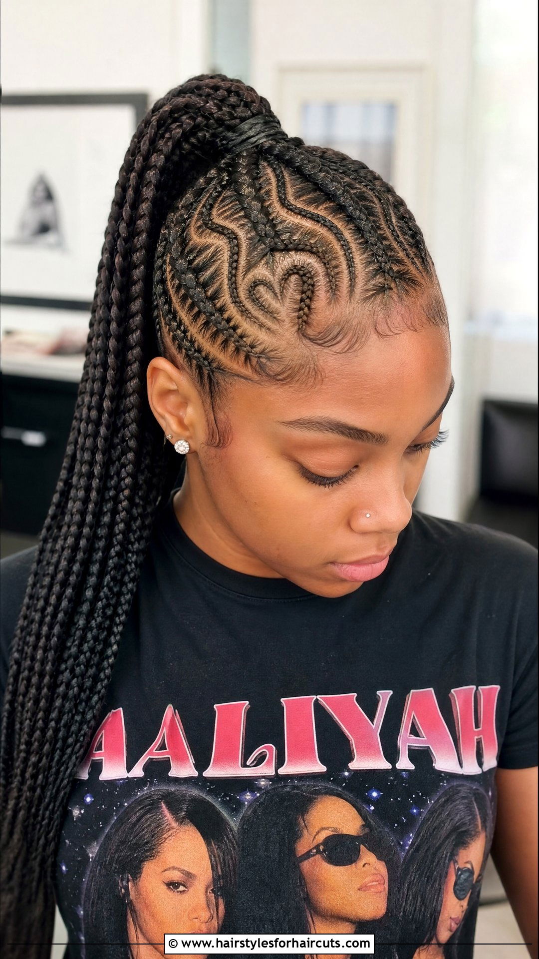 Cornrow Ponytail With Design - 25 ponytail braids hairstyles for black hair - 25 ponytail braids hairstyles for black hair