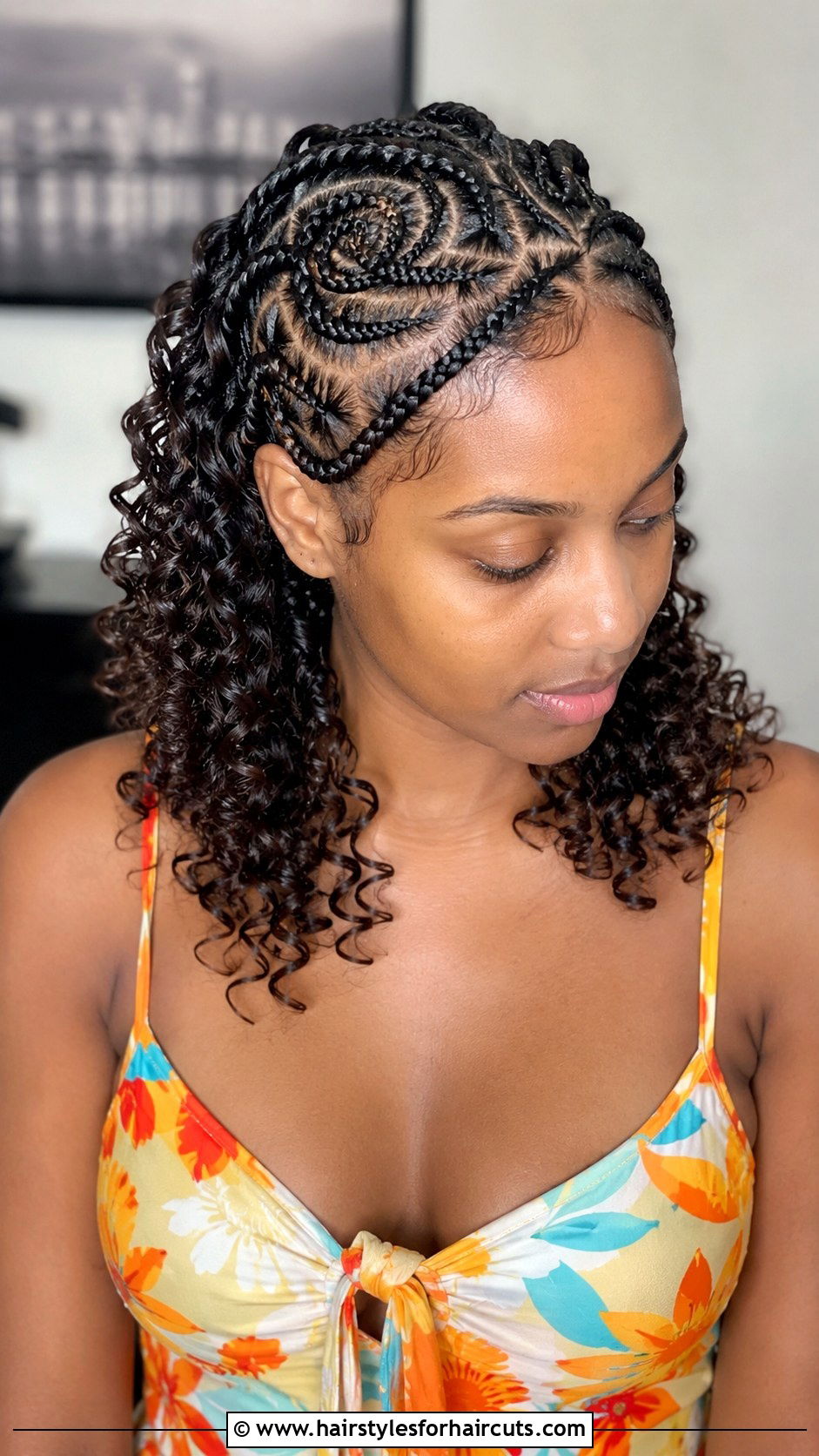 Cornrow Rose With Curly Ends - 25 corn rose hairstyles - 25 corn rose hairstyles