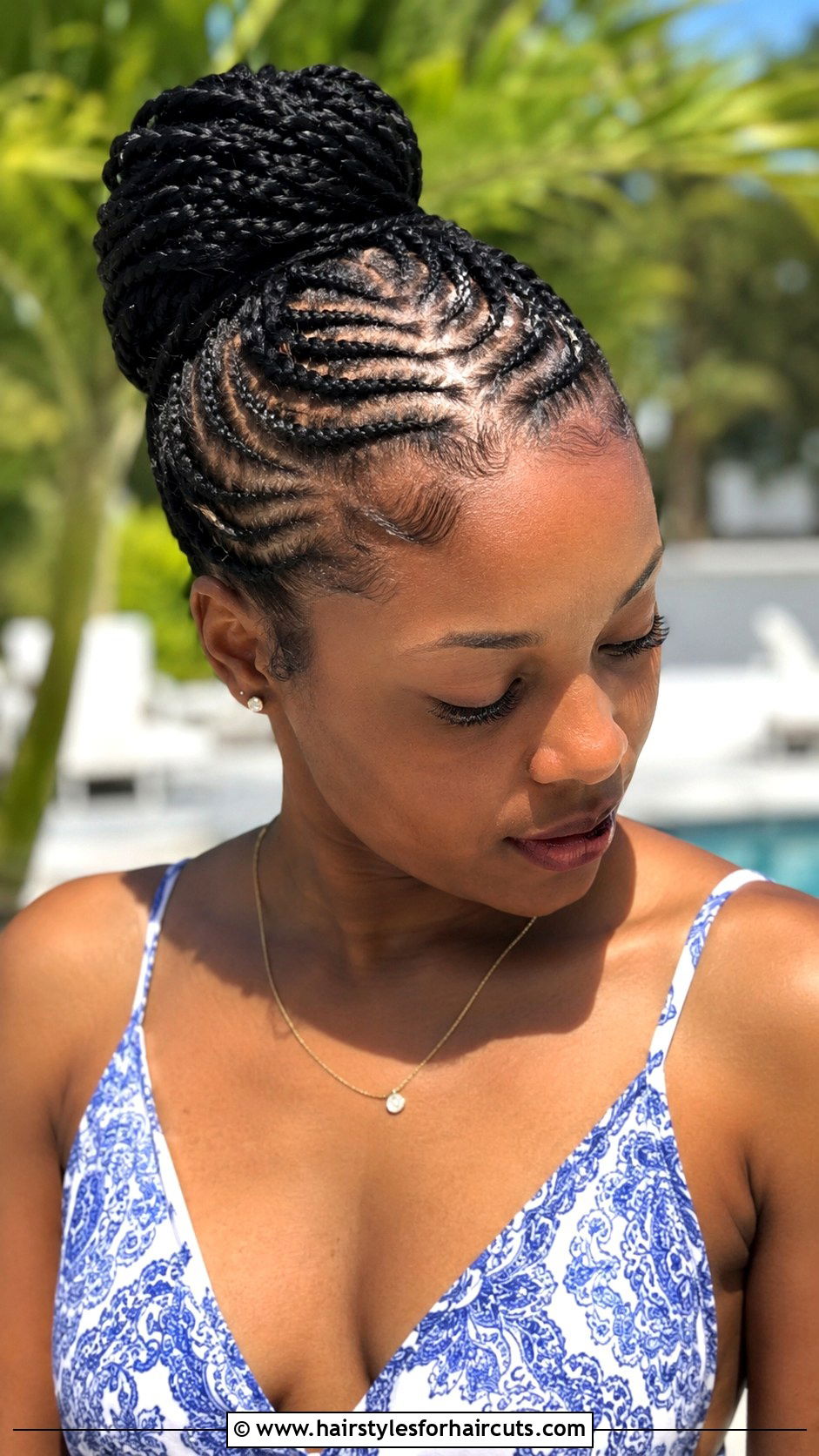 Cornrow Updo - 25 summer protective hairstyles for natural hair - 25 summer protective hairstyles for natural hair