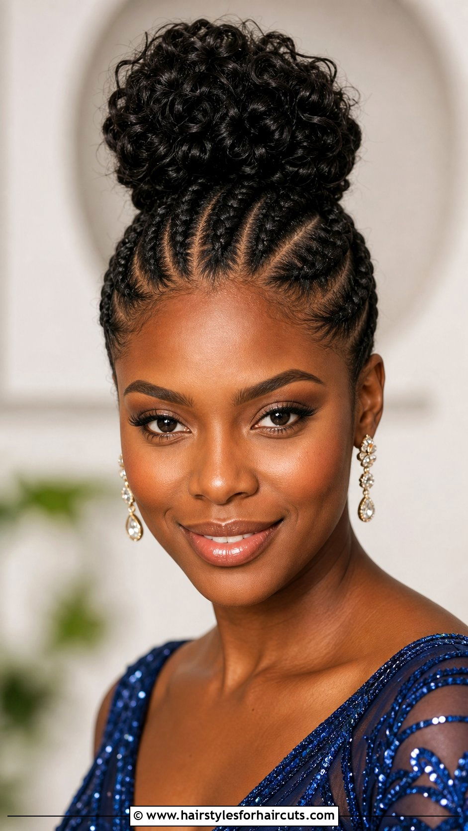 Cornrow Updo With Curls - 25 updo braid hairstyles for black hair - 25 updo braid hairstyles for black hair