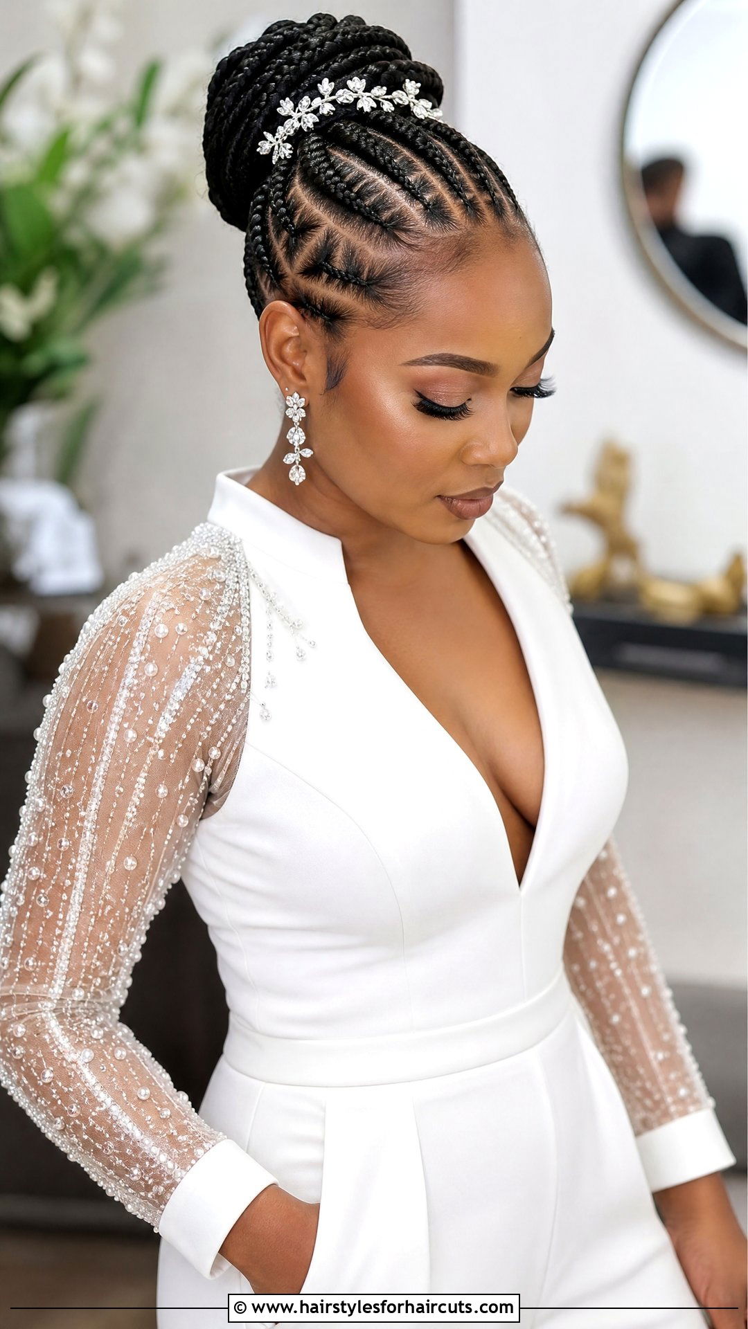 Cornrow Wedding Bun - 25 wedding bun hairstyles for black hair - 25 wedding bun hairstyles for black hair