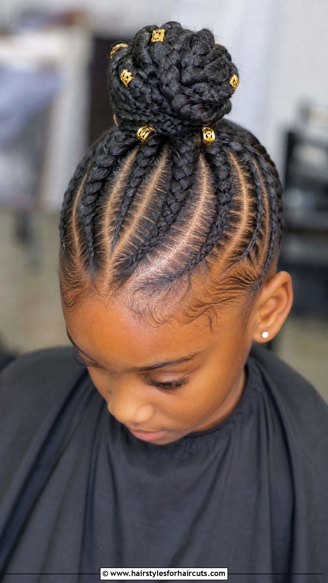 Cornrows Into A Braided Bun - 25 flower girl hairstyles for black hair - 25 flower girl hairstyles for black hair
