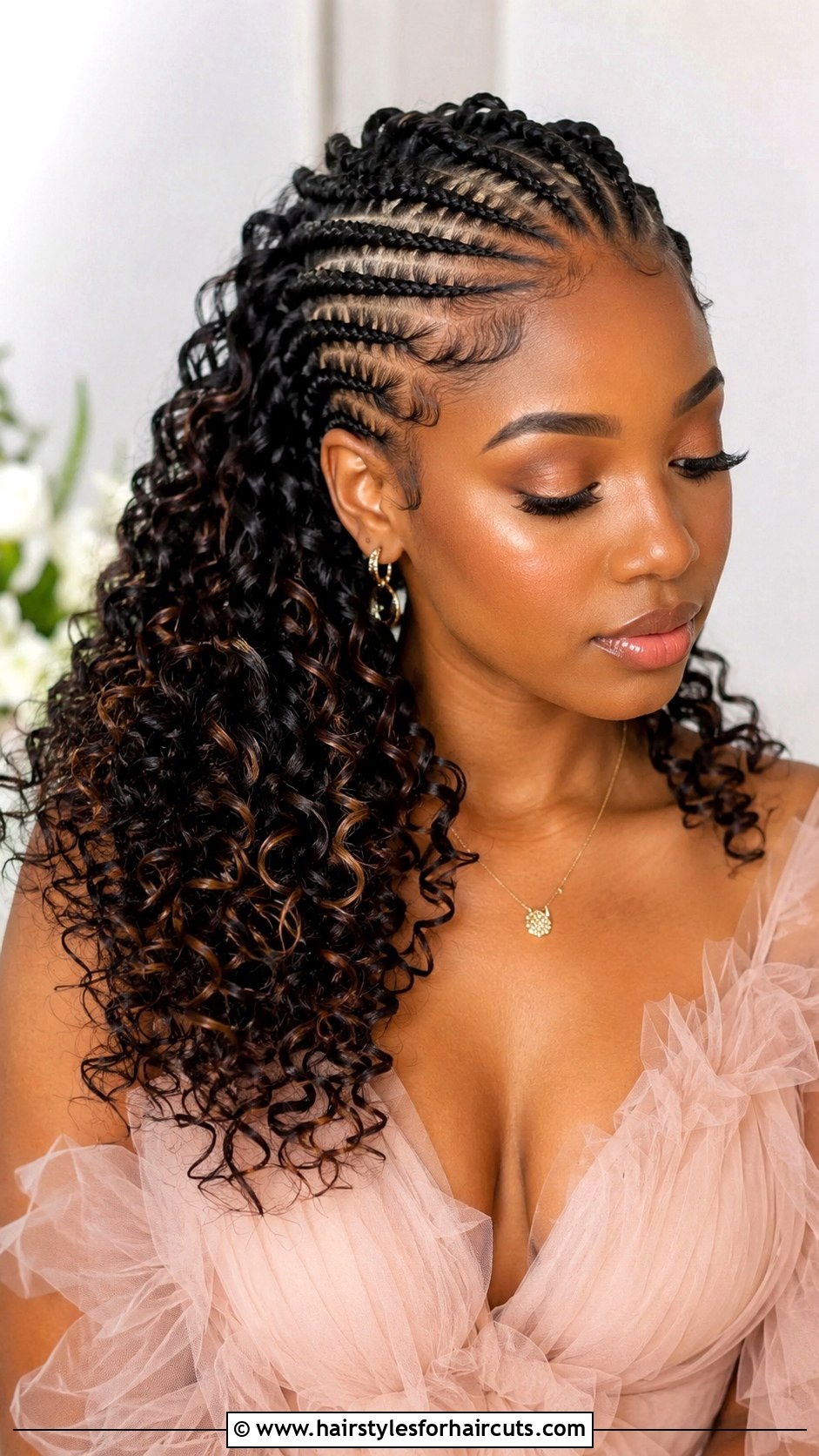 Cornrows Into Curls - 25 braided wedding hairstyles for black hair - 25 braided wedding hairstyles for black hair