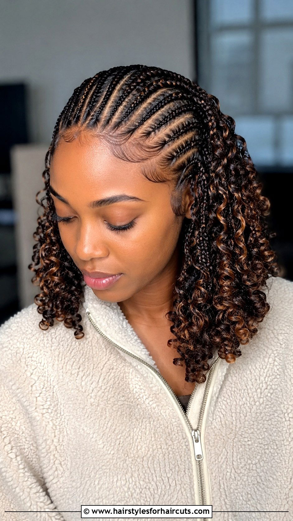 Cornrows With Curly Ends - 25 winter hairstyles for black hair - 25 winter hairstyles for black hair