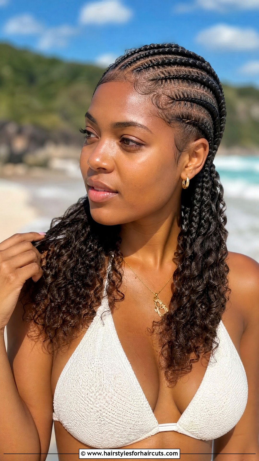 Cornrows With Curly Ends - 25 vacation hairstyles for natural hair - 25 vacation hairstyles for natural hair