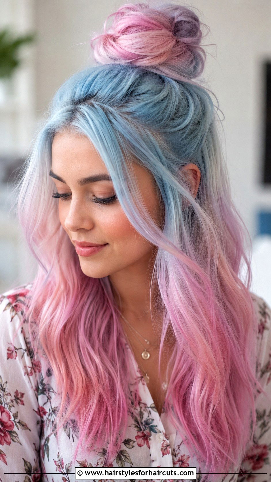 Cotton Candy Half Up Half Down Hairstyle - 25 cotton candy hairstyles - 25 cotton candy hairstyles