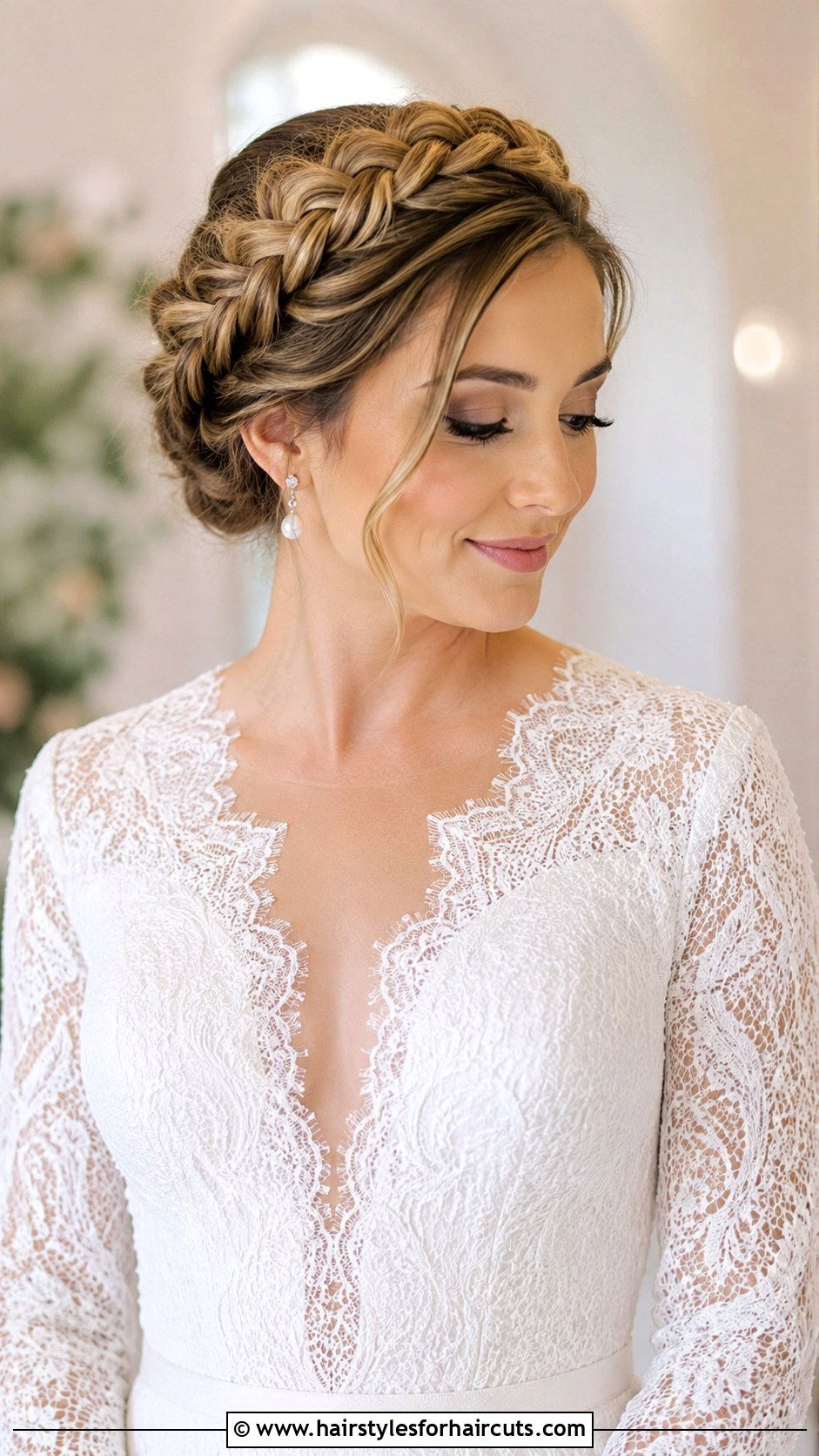 Crimped Crown Braid Updo - 25 crimping hairstyles for wedding - 25 crimping hairstyles for wedding