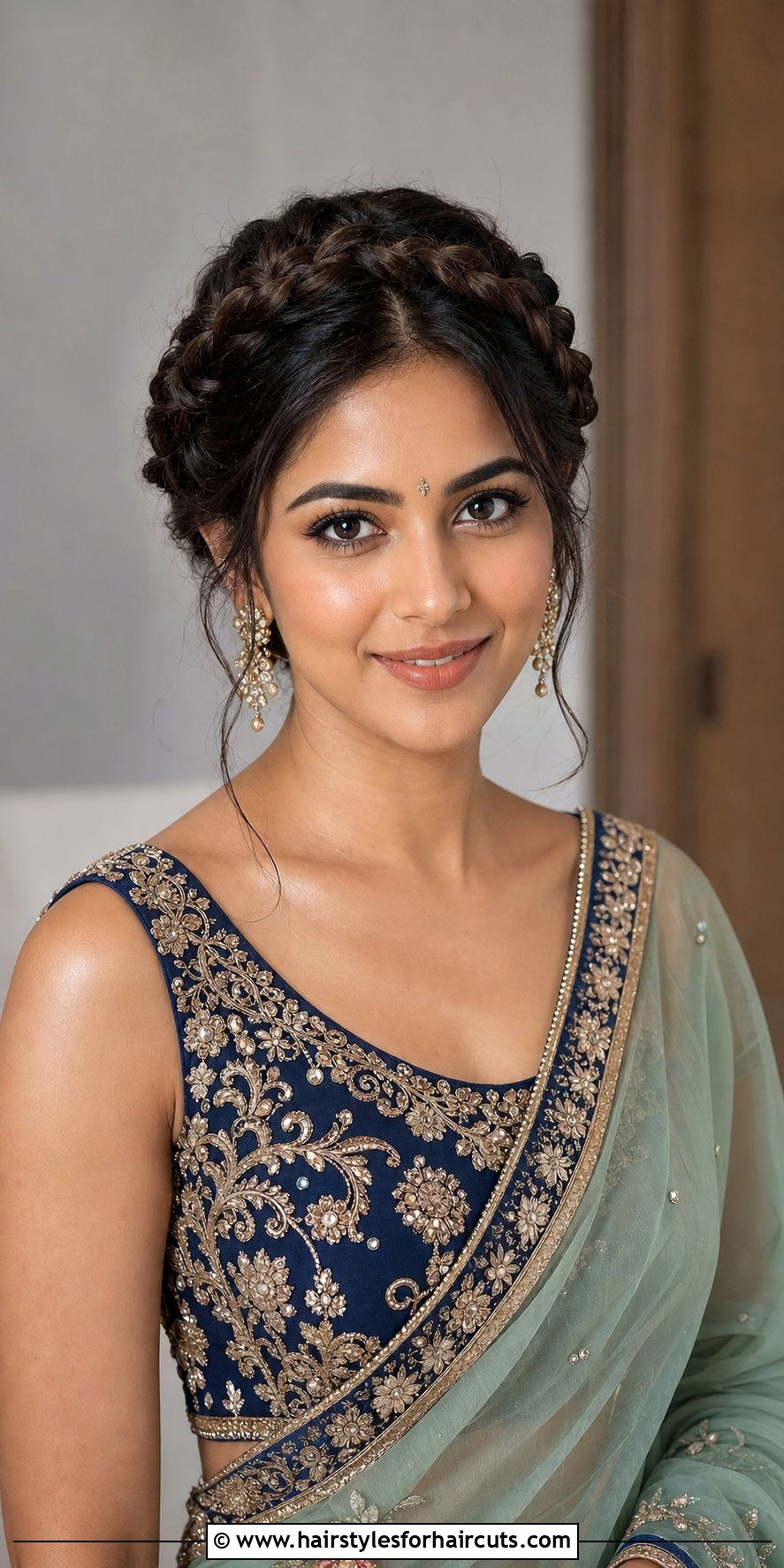 Crown Braid For Saree - 25 hairstyles for saree - 25 hairstyles for saree