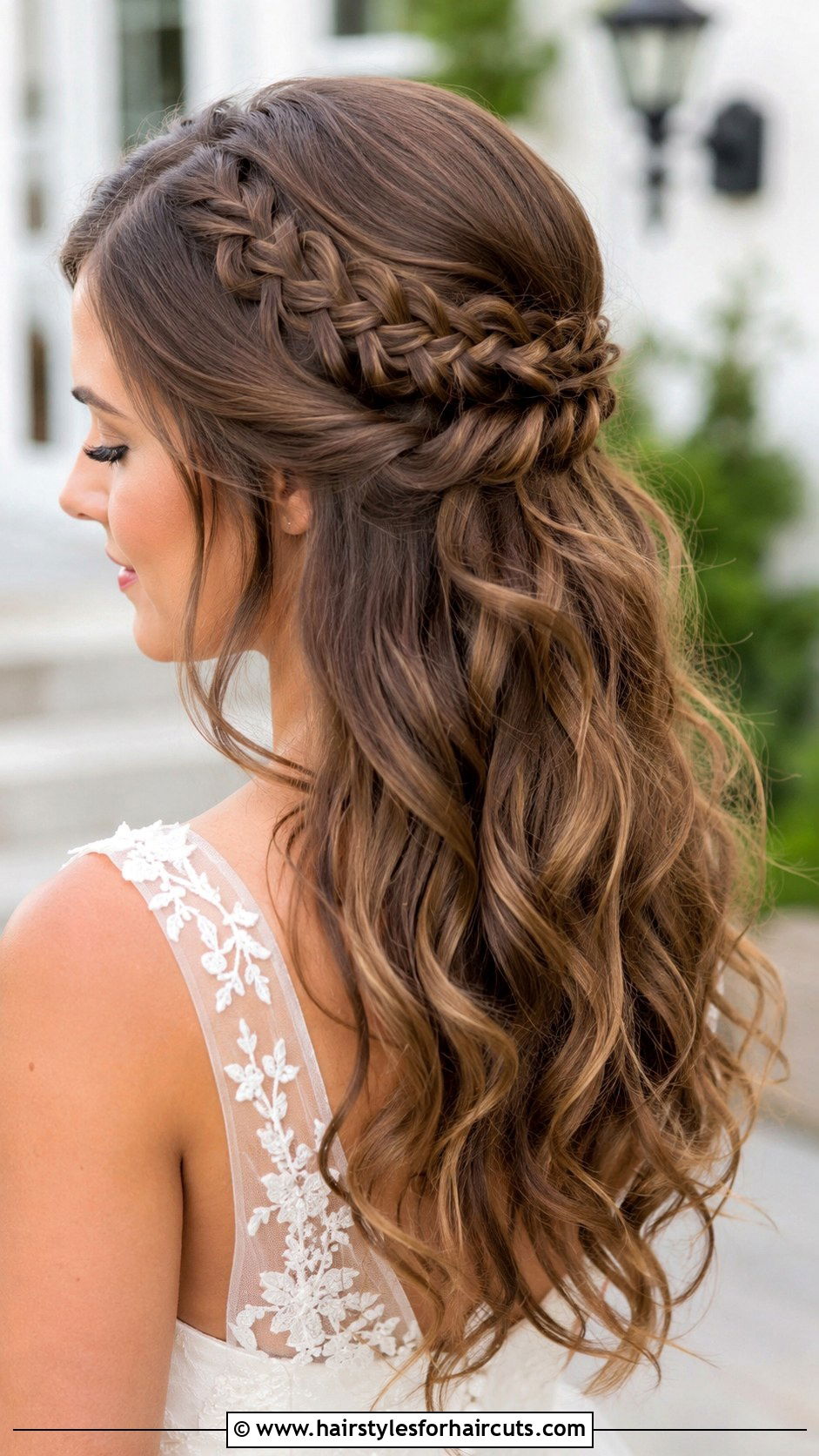 Crown Braid Half Updo - 25 elegant wedding hairstyles - 25 elegant wedding hairstyles