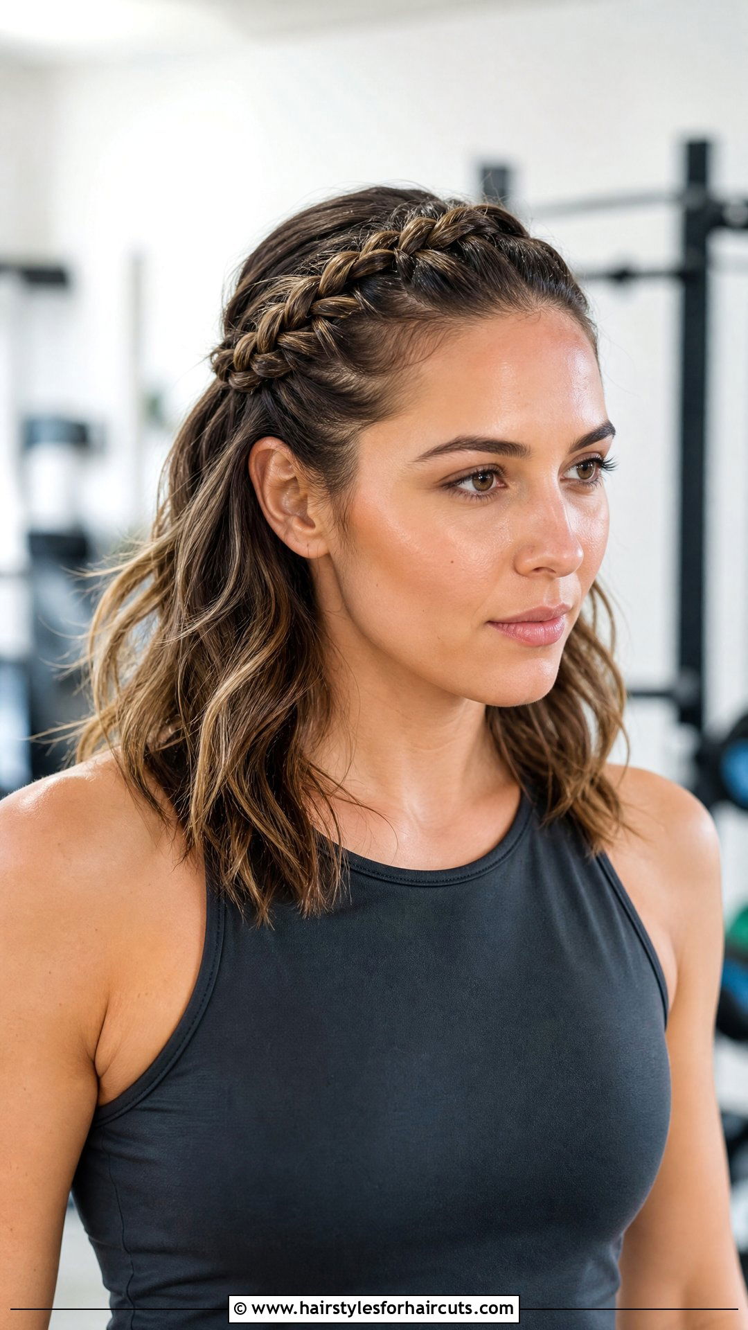 Crown Braid Medium Hair Workout - 25 workout hairstyles for medium hair - 25 workout hairstyles for medium hair