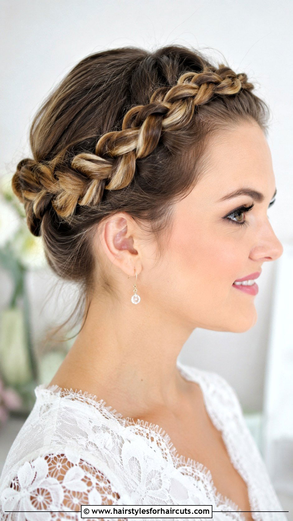 Crown Braid Updo - 25 braid hairstyles for medium hair - 25 braid hairstyles for medium hair