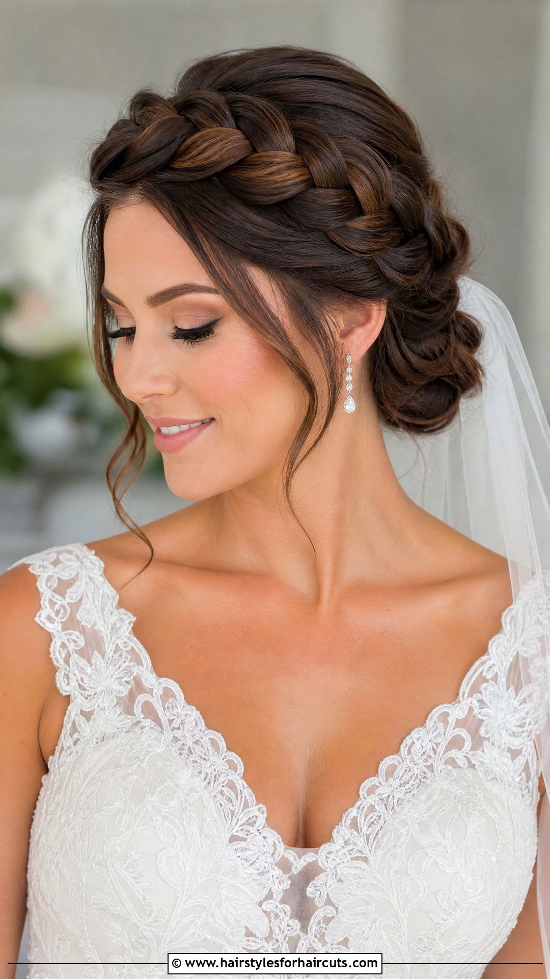 Crown Braid Wedding Hairstyle - 25 wedding hairstyles for dark hair - 25 wedding hairstyles for dark hair