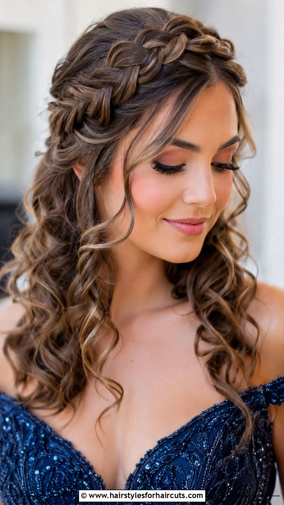 Crown Braid With Loose Curls - 25 braid hairstyles hair down - 25 braid hairstyles hair down