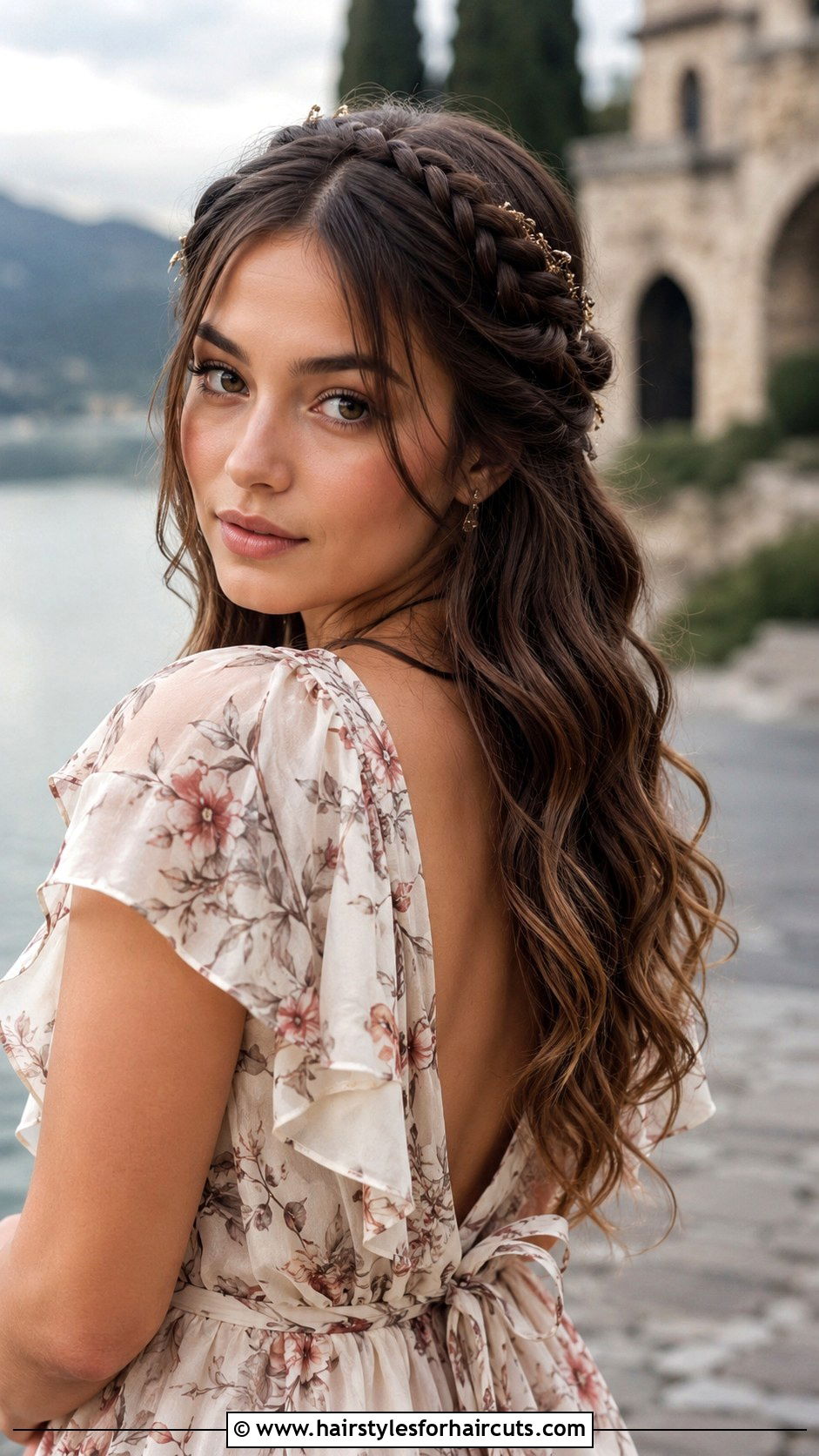 Crown Braid With Loose Waves - 25 no hair tie hairstyles - 25 no hair tie hairstyles