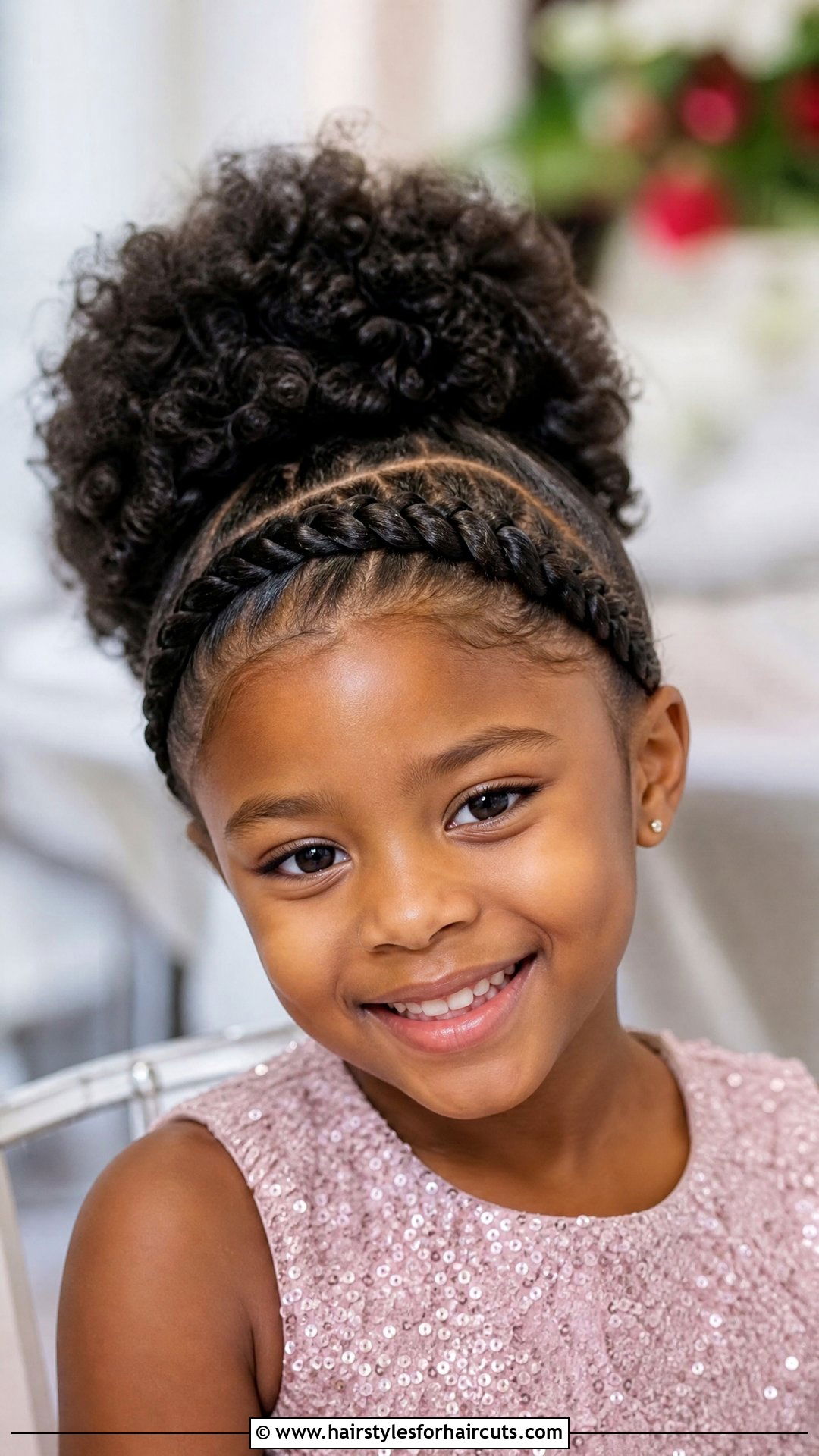 Crown Braid With Puff - 25 black hairstyles for kids short hair - 25 black hairstyles for kids short hair