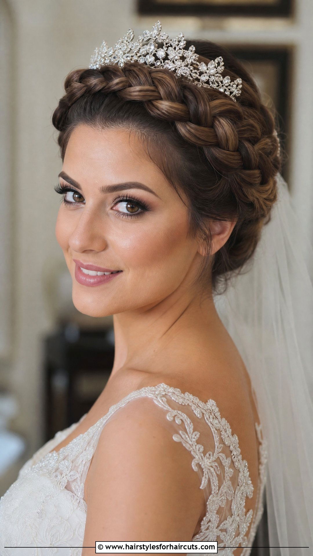 Crown Braid With Tiara - 25 long hair quinceanera hairstyles with crown - 25 long hair quinceanera hairstyles with crown