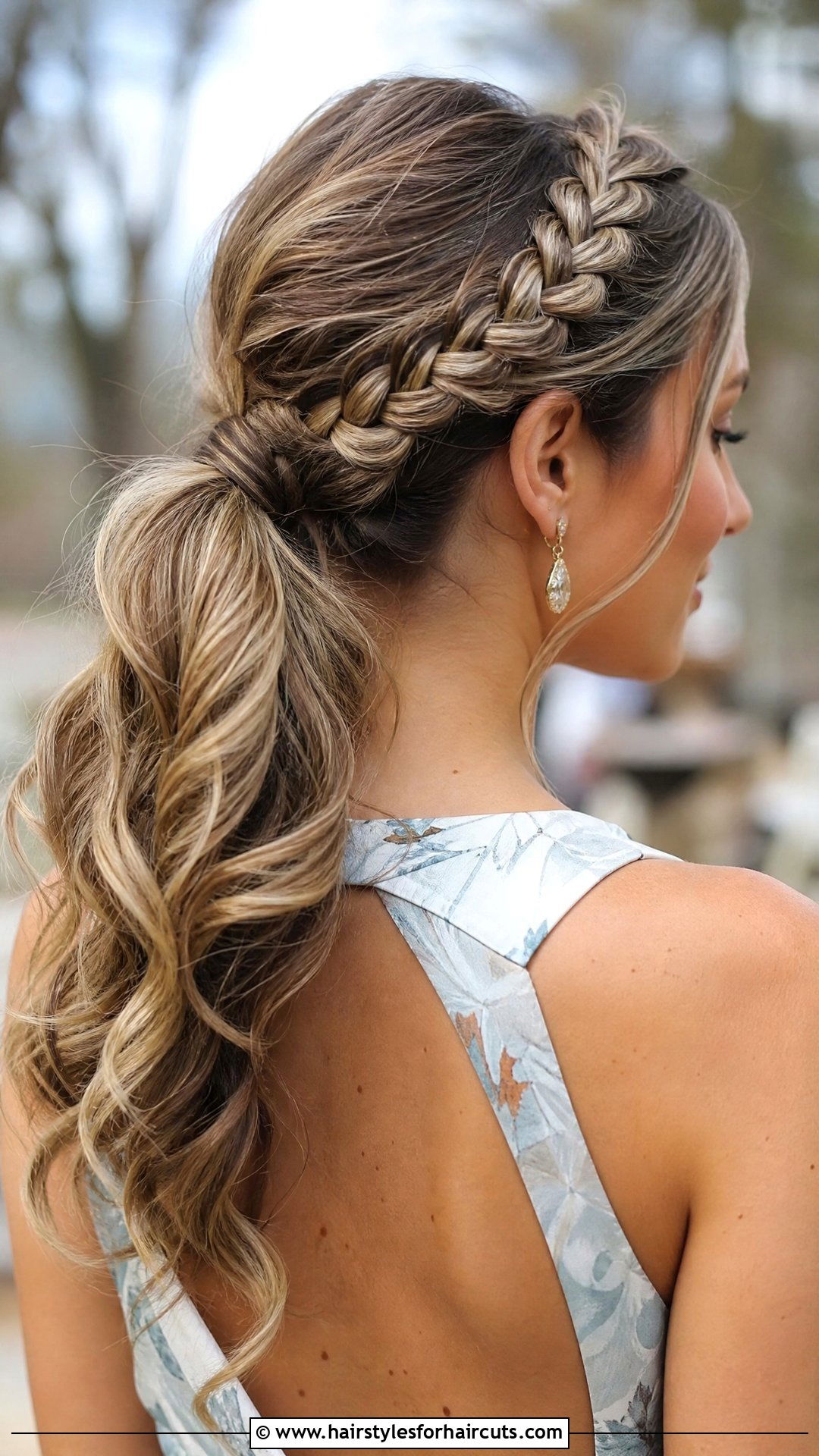 Crown Braid With Wavy Ponytail - 25 wedding hairstyles for wavy hair - 25 wedding hairstyles for wavy hair