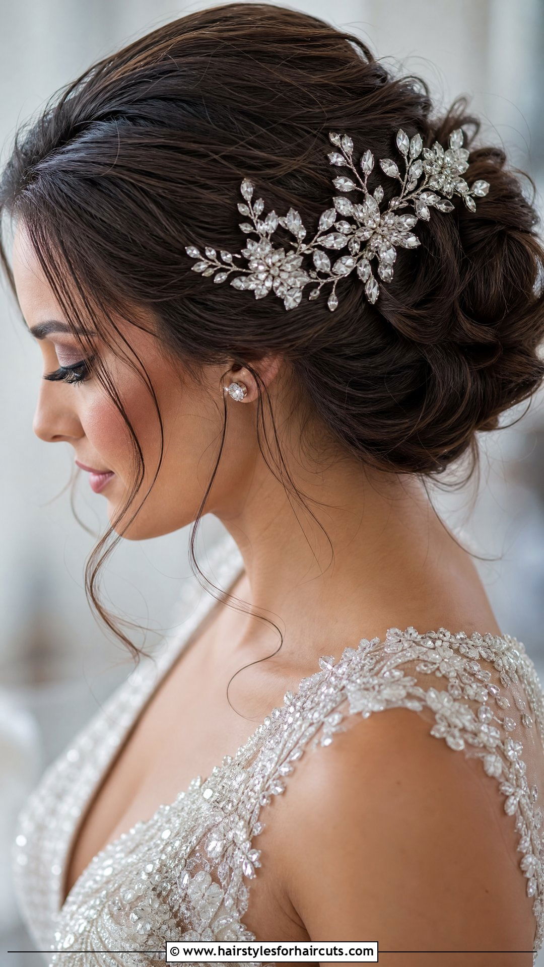 Crystal Embellished Wedding Updo - 25 wedding updo hairstyles - 25 wedding updo hairstyles
