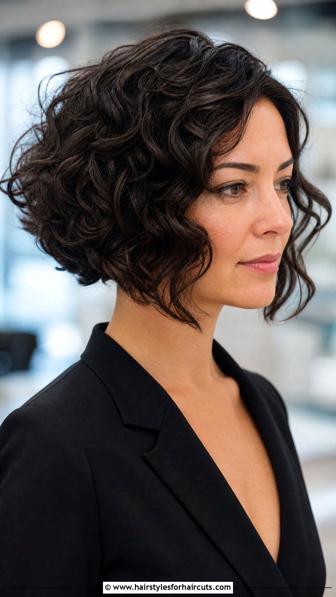 Curly A Line Bob - 25 haircuts for round faces and curly hair - 25 haircuts for round faces and curly hair
