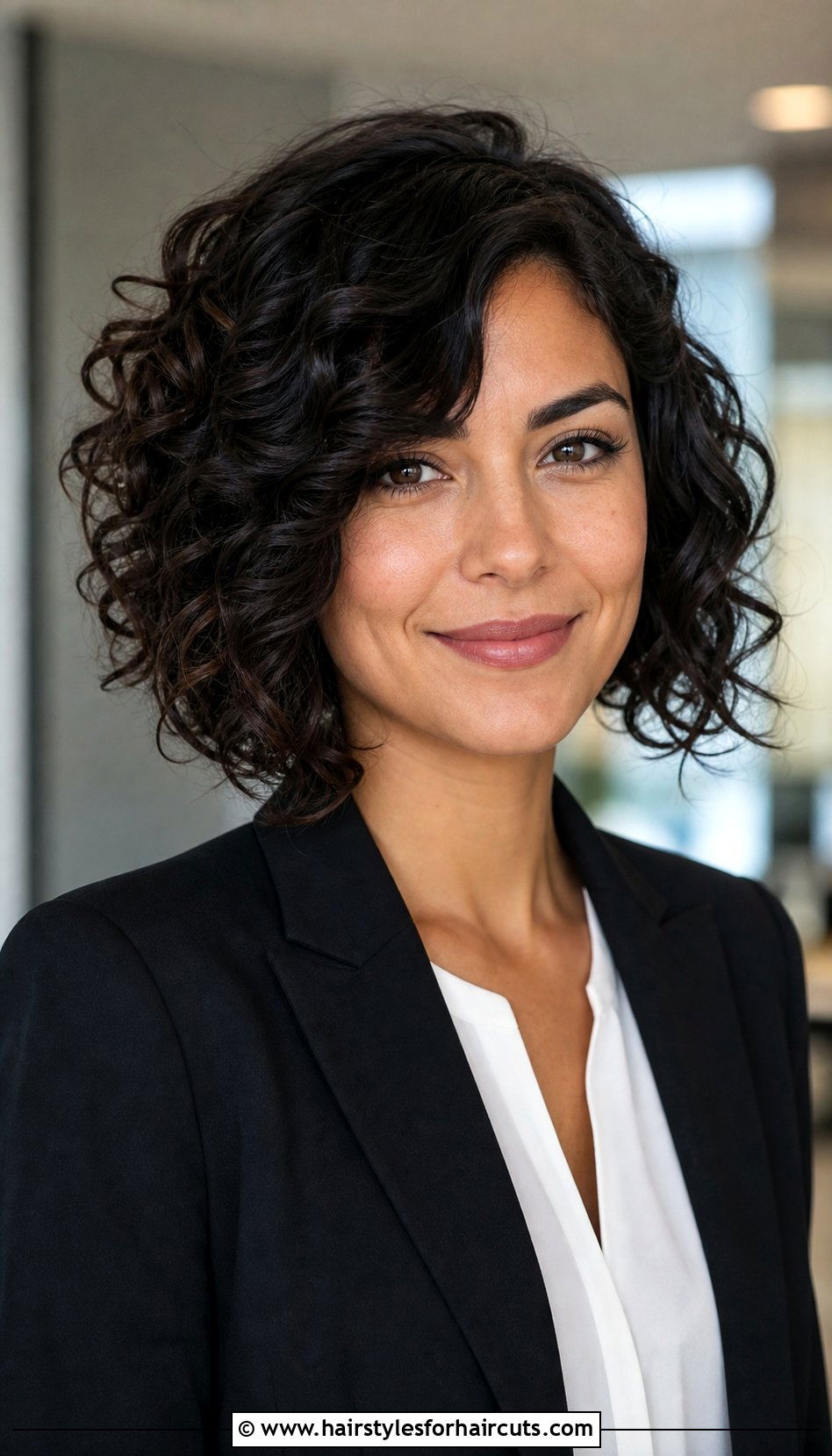 Curly A Line Bob With Side Bangs - 25 curly haircuts bangs - 25 curly haircuts bangs