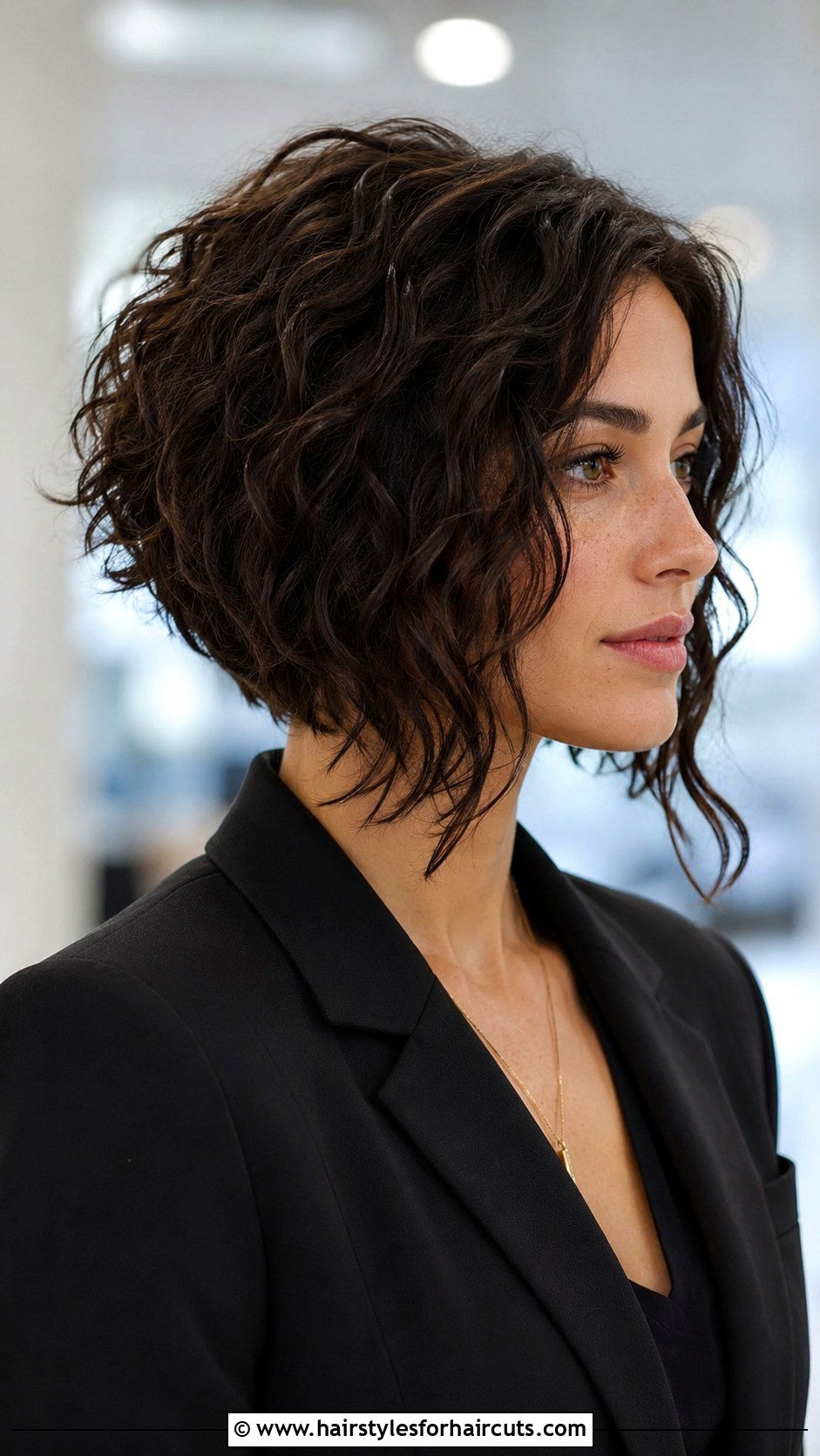 Curly Angled Bob - 25 short haircuts for curly hair over 50 - 25 short haircuts for curly hair over 50