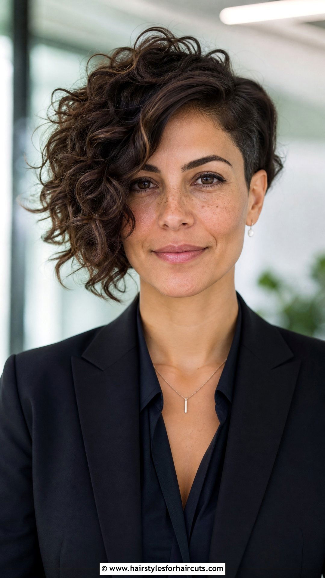 Curly Asymmetrical Bob - 25 womens professional hairstyles for curly hair - 25 womens professional hairstyles for curly hair
