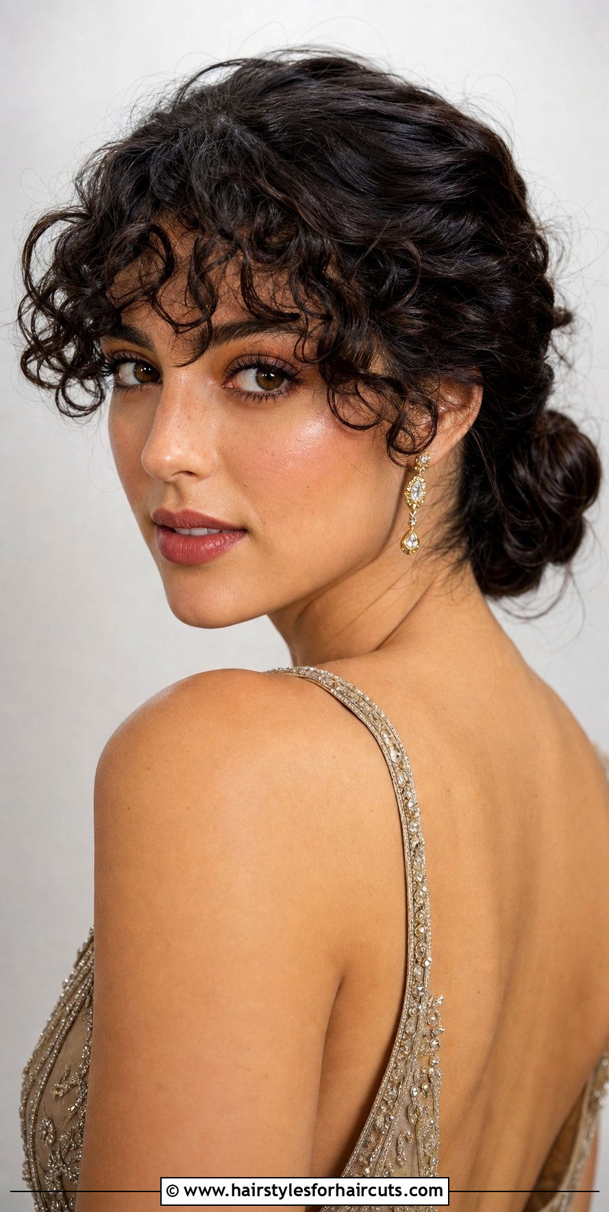 Curly Bangs With Low Bun - 25 wedding hairstyles black women - 25 wedding hairstyles black women