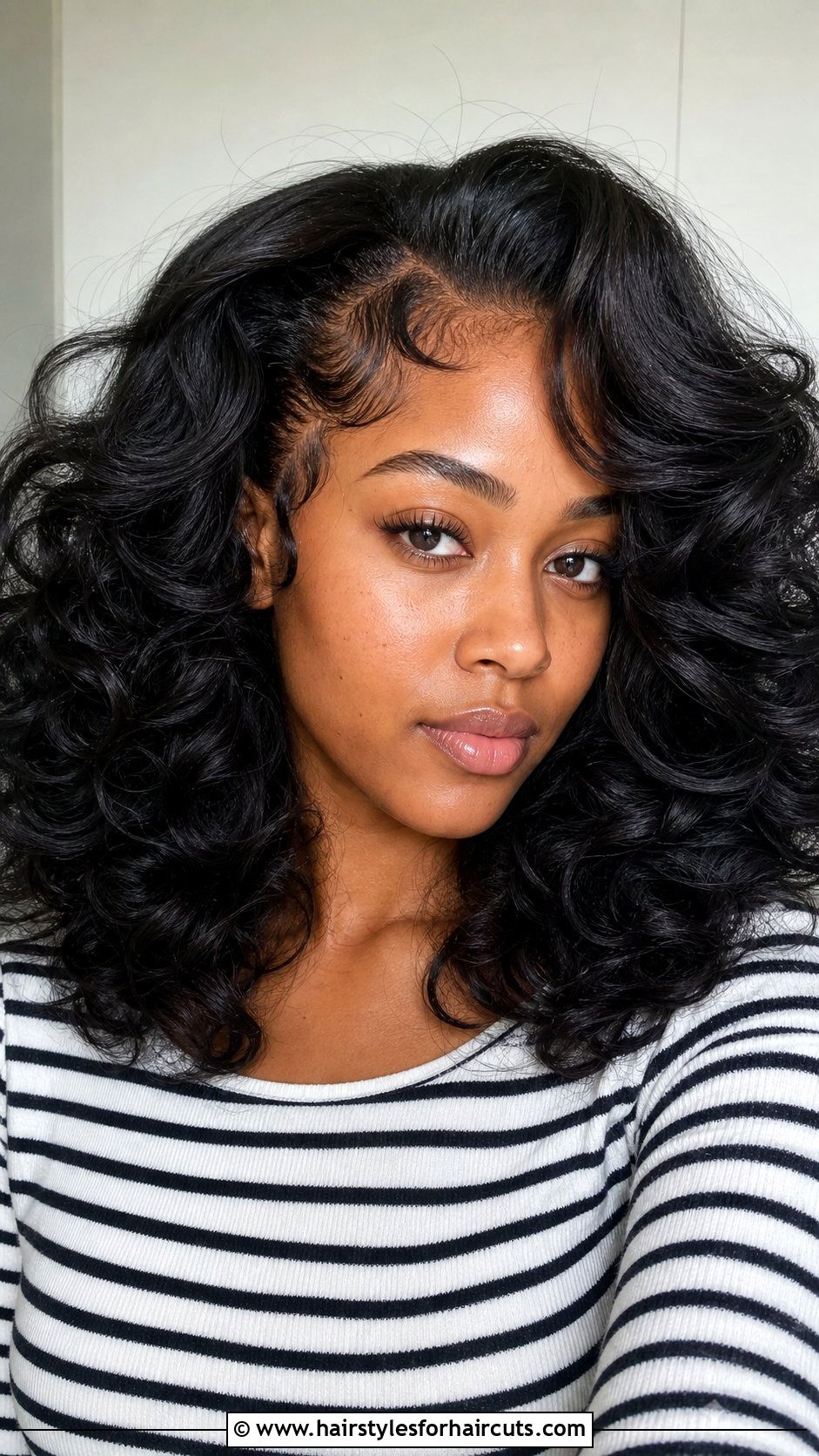 Curly Blowout With Swooped Edges - 25 hairstyles with edges - 25 hairstyles with edges