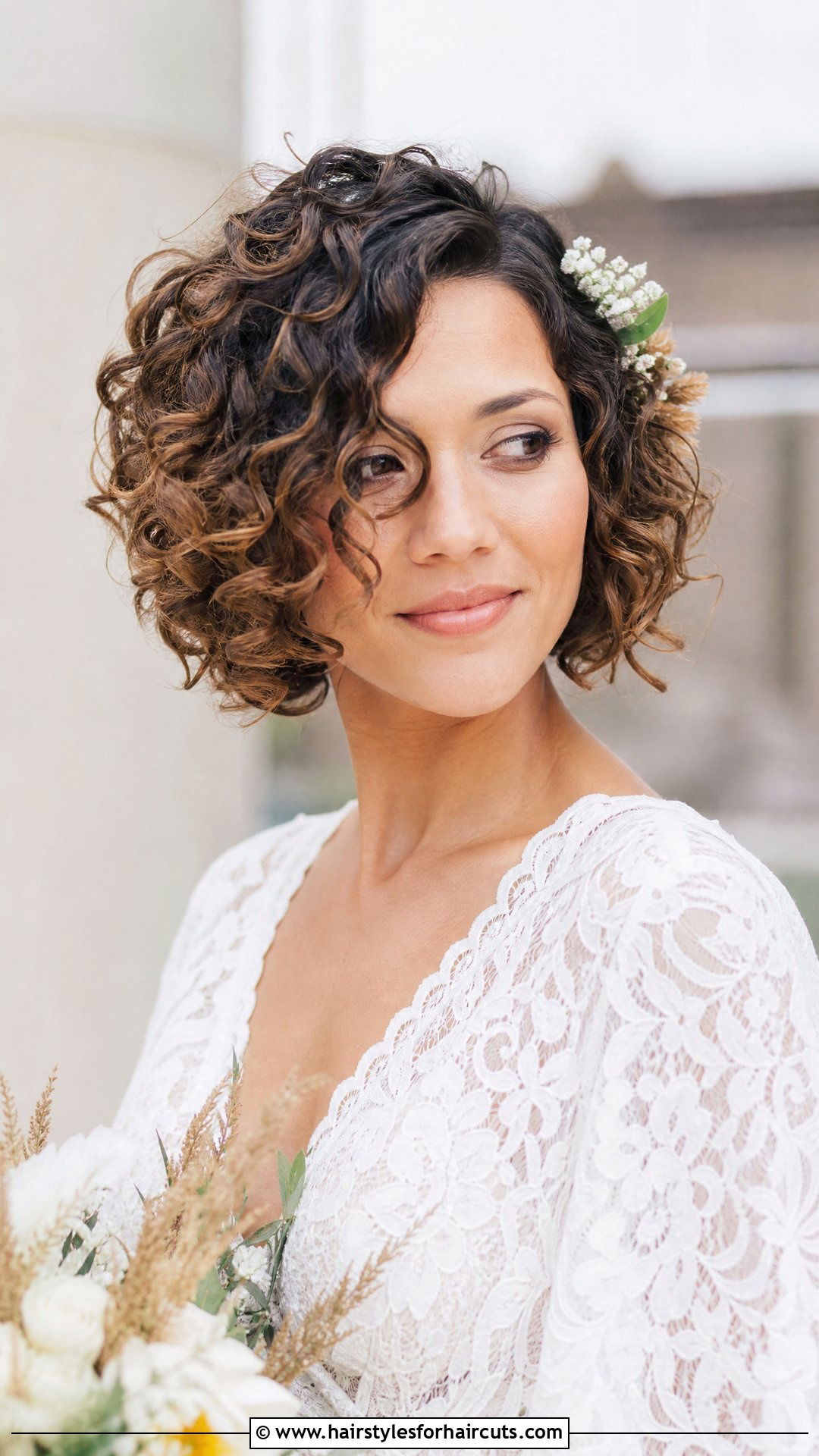Curly Bob Wedding Hairstyle - 25 wedding hairstyles for bobbed hair - 25 wedding hairstyles for bobbed hair