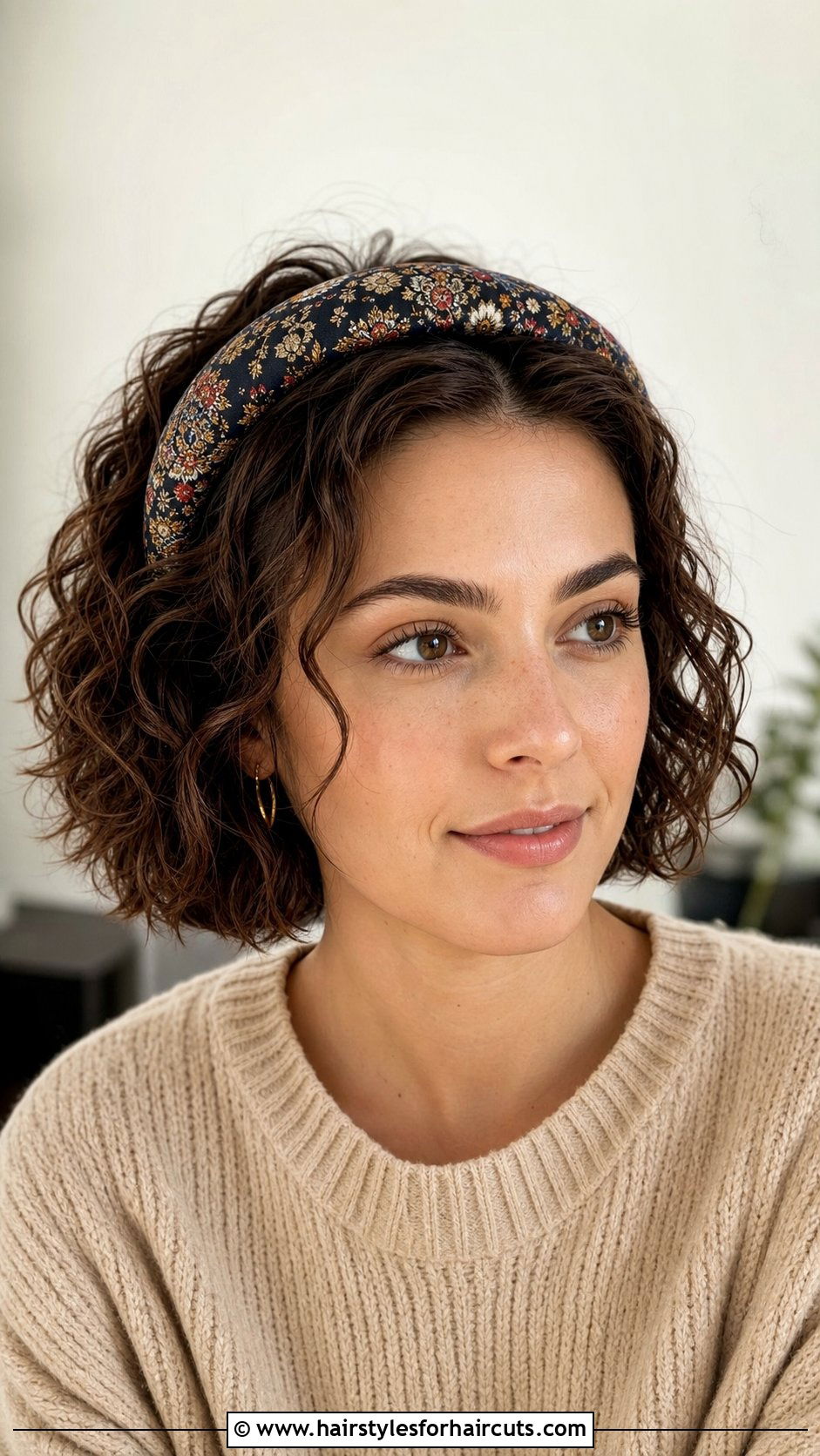Curly Bob With Headband - 25 short bob haircuts for curly hair - 25 short bob haircuts for curly hair