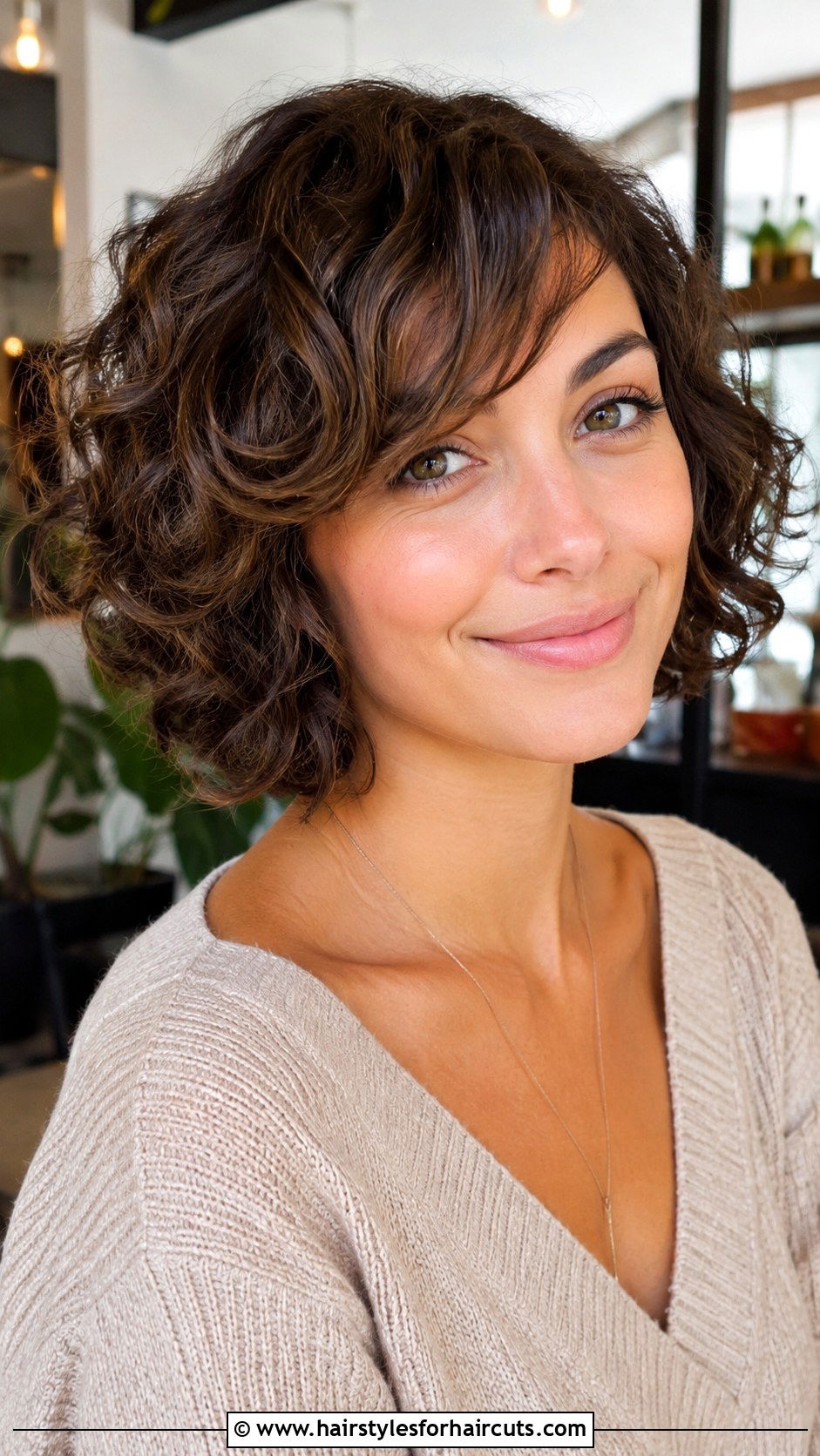 Curly Bob With Side Bangs - 25 curly hair round face hairstyles - 25 curly hair round face hairstyles