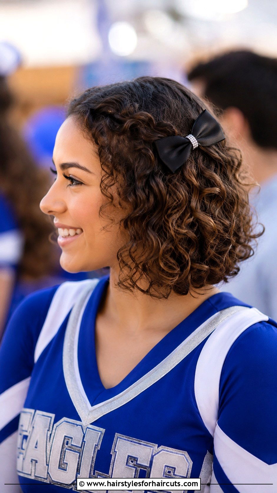 Curly Bob With Side Pin - 25 cheerleading hairstyles for short hair - 25 cheerleading hairstyles for short hair