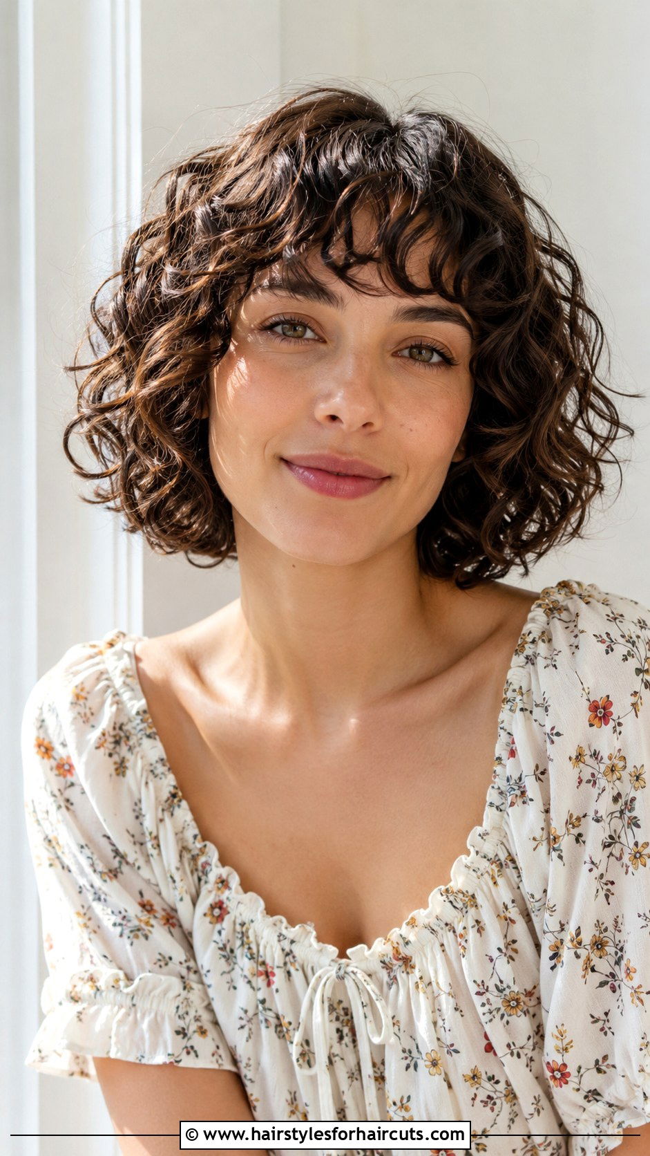 Curly Bob With Wispy Bangs - 25 bang haircuts for curly hair - 25 bang haircuts for curly hair