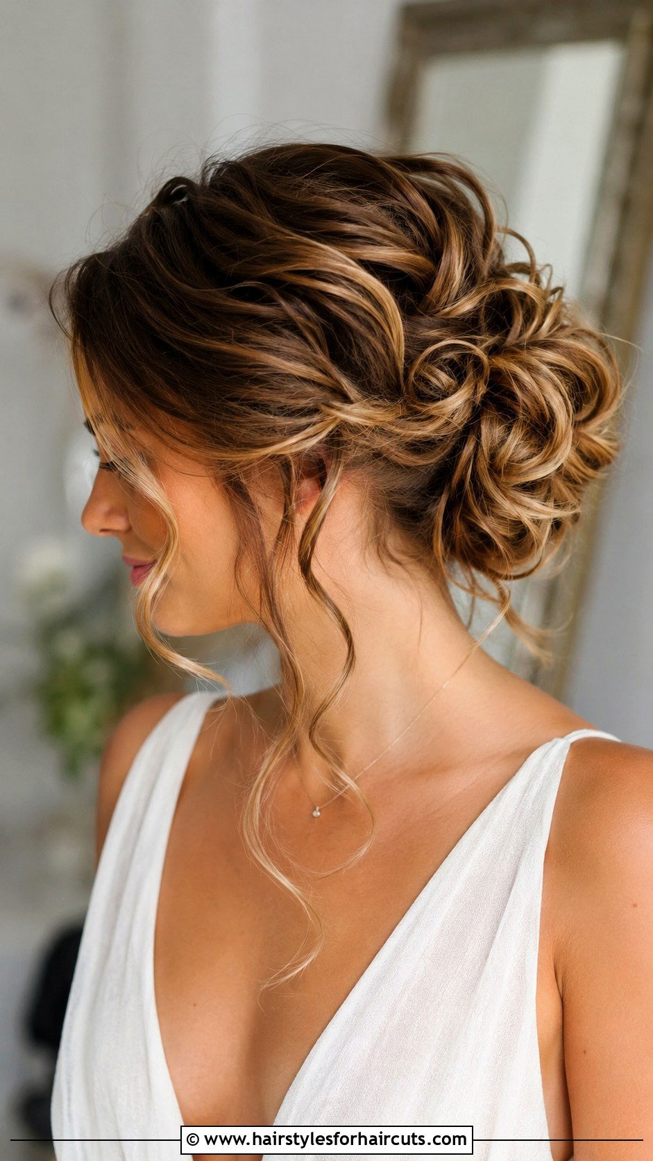 Curly Bridal Top Knot - 25 curly bridal hairstyles - 25 curly bridal hairstyles